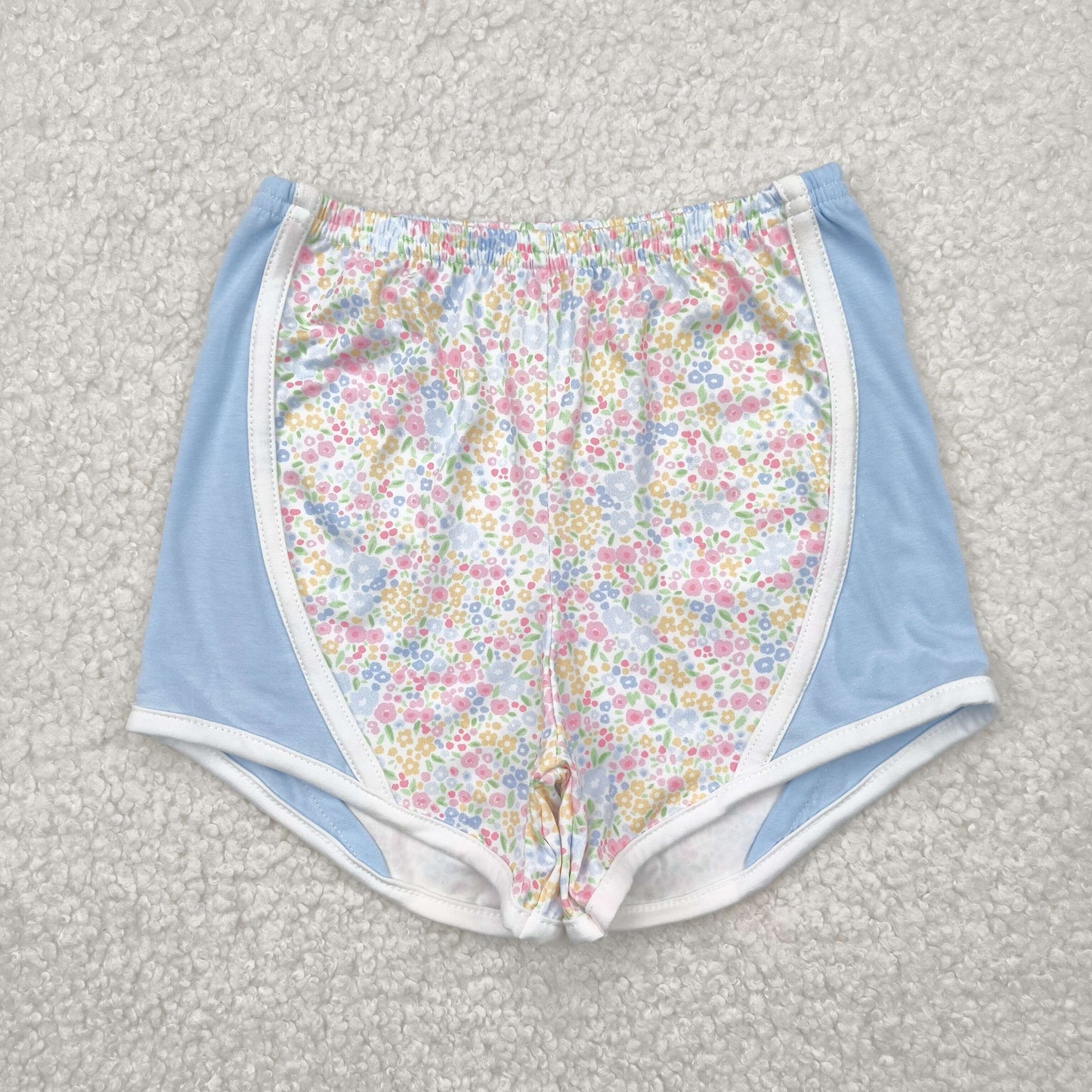 SS0522 baby girls flower blue shorts