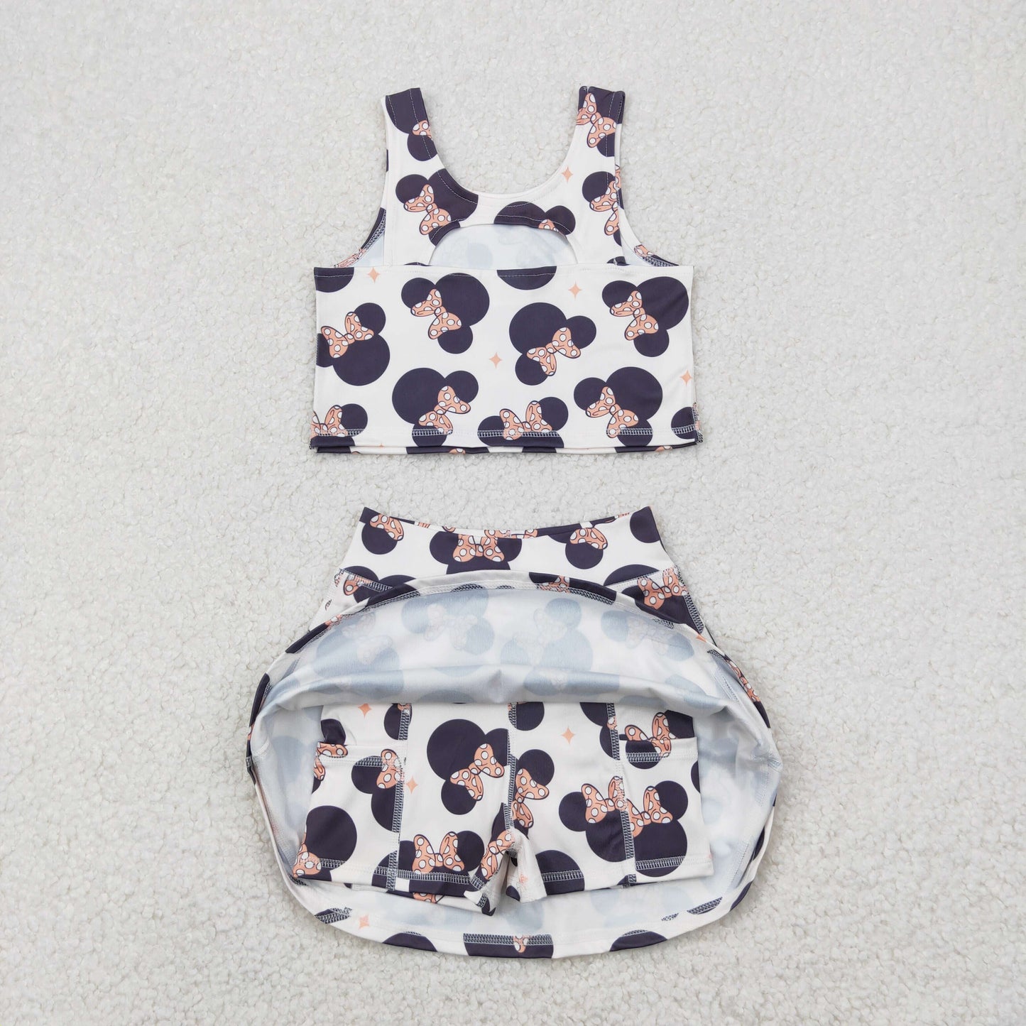 GSD1934 baby girls sleeveless black mouse dress outfits yoga