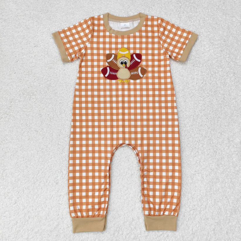 Matching Baby newborns Thanksgiving turkey pumpkin romper embroidery