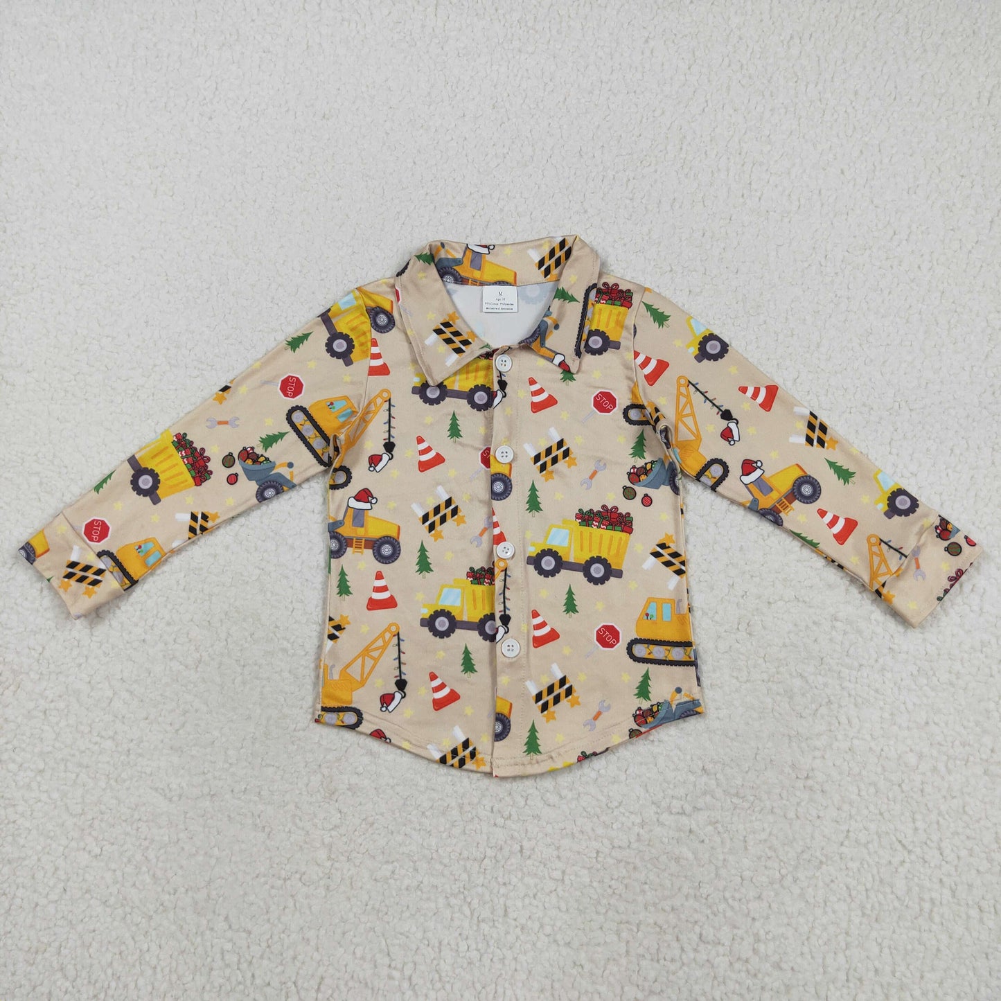 BT1254 baby boys Christmas Fire engine button shirt top