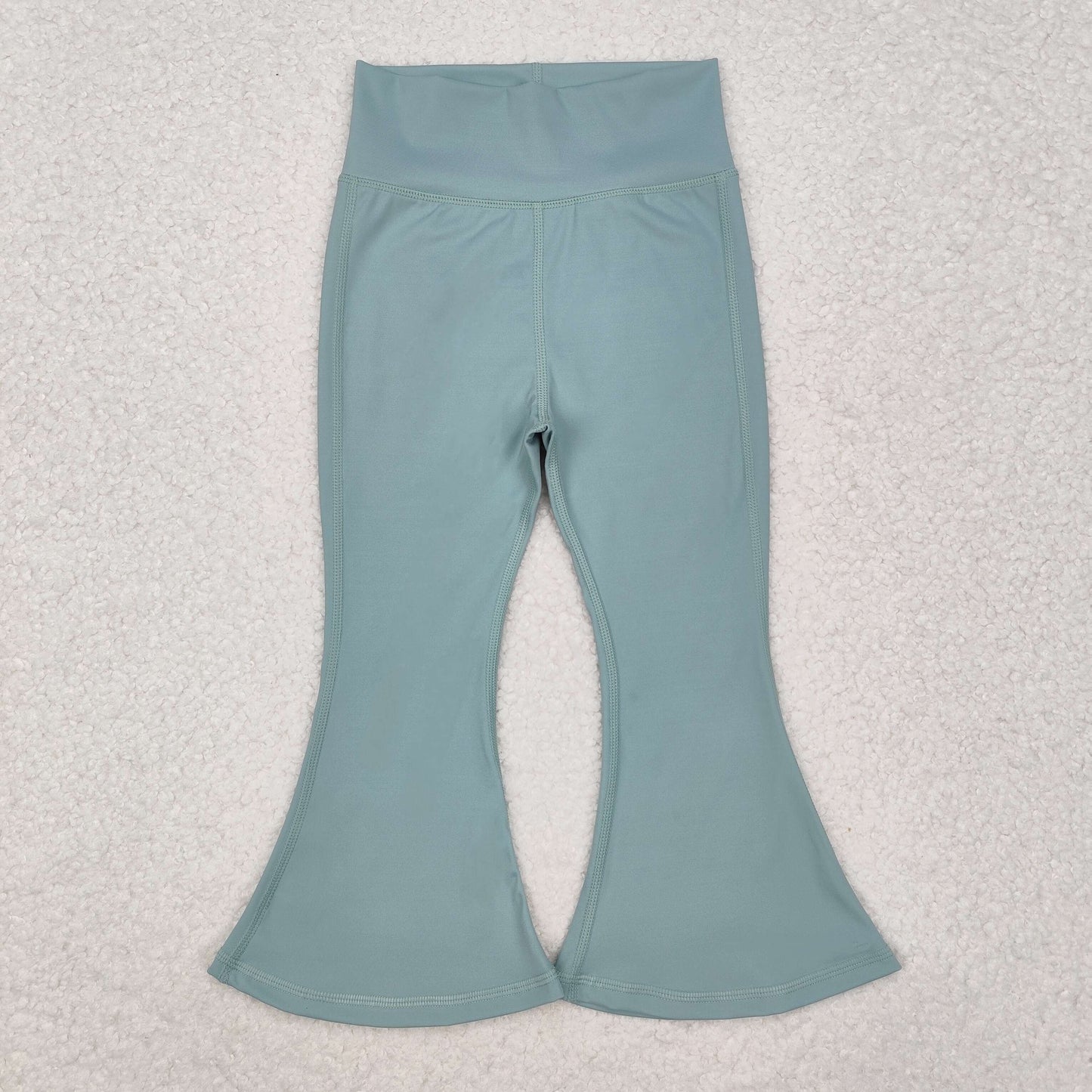 P0575 baby girls green yoga bell bottom pants