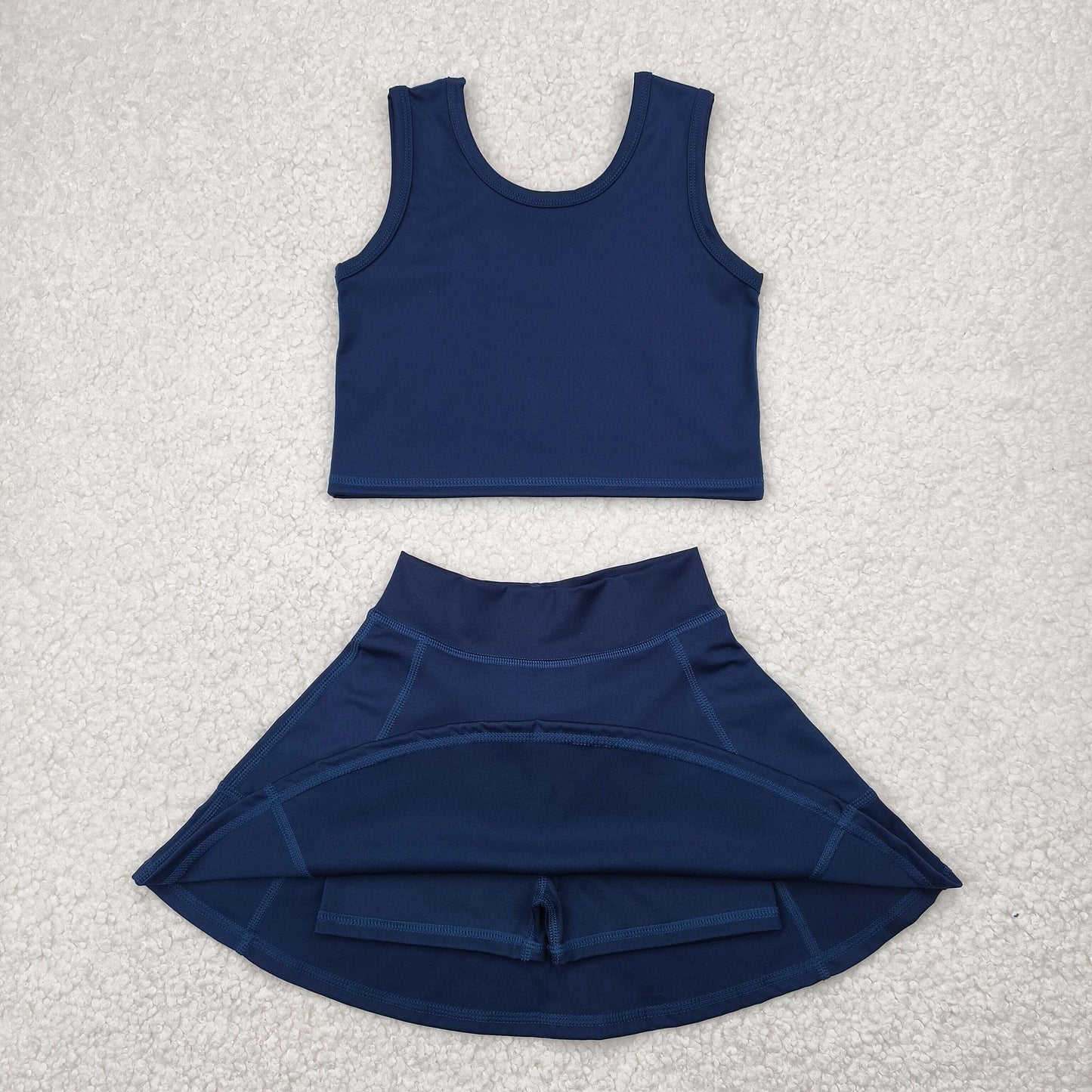 GSD1987 baby girls dark blue sleeveless dress outfits Yoga