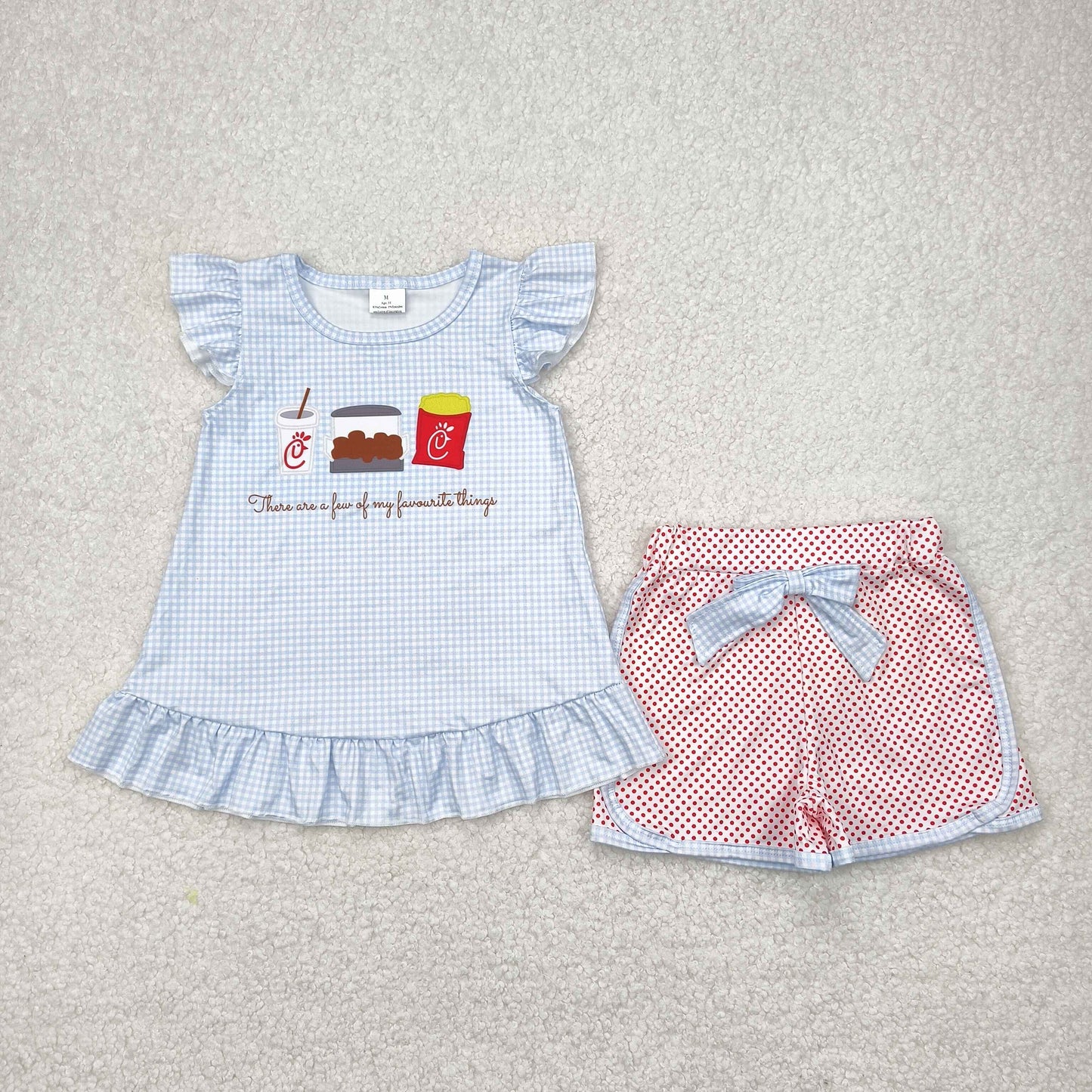 GSSO2274 baby girls blue flying sleeve chick dot shorts outfits