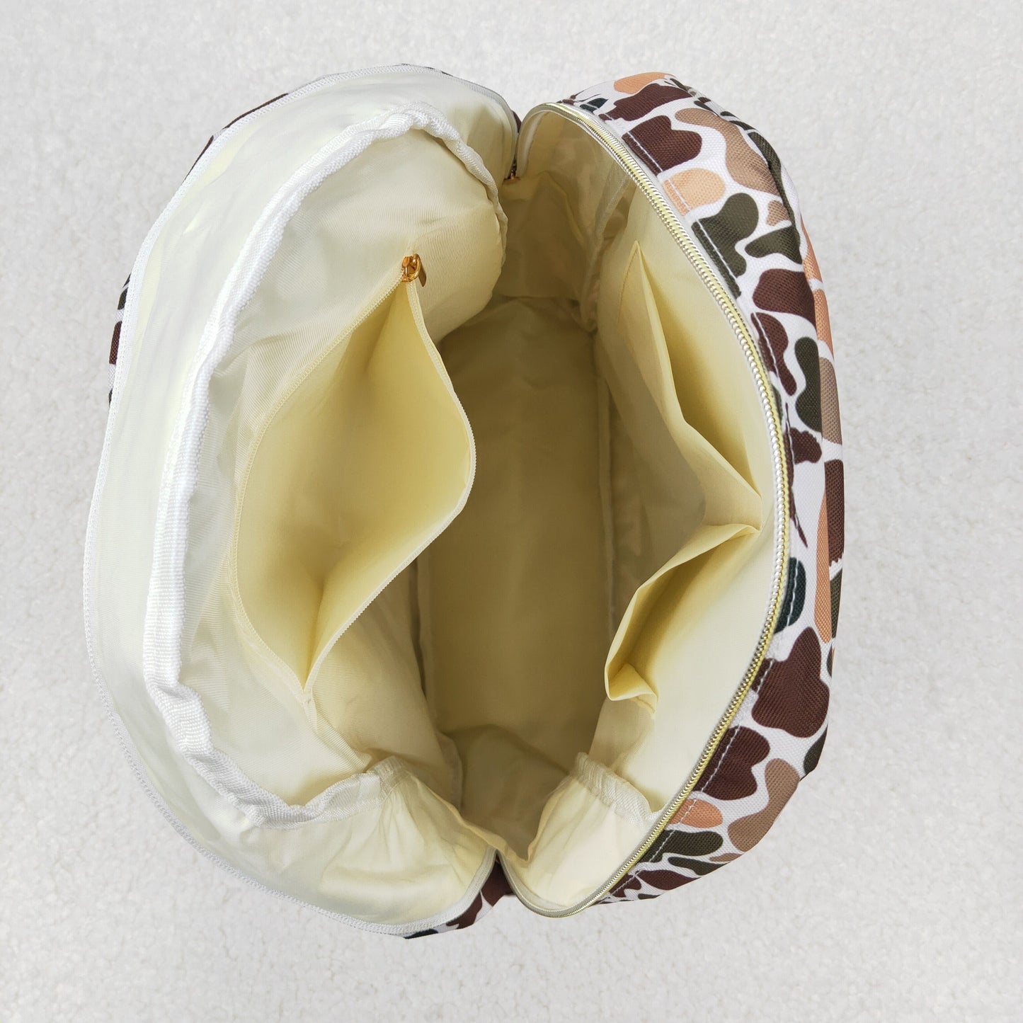 BA0288 brown camo zipper schoolbag