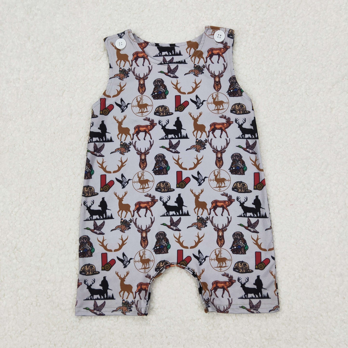 SR2539 Baby boys brown deer sleeveless romper