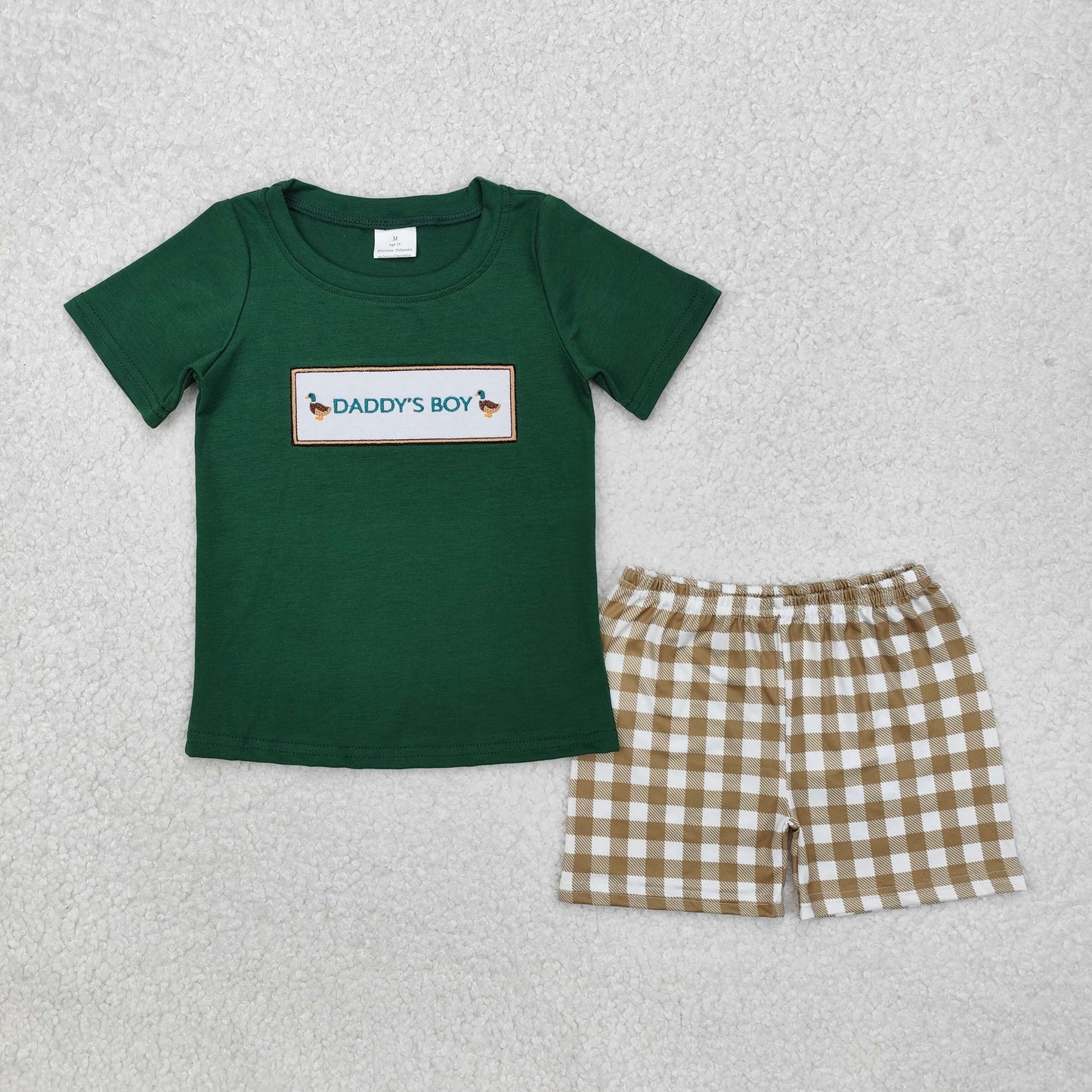 BSSO1132 Boys daddy‘s boy green shorts Outfits embroidery