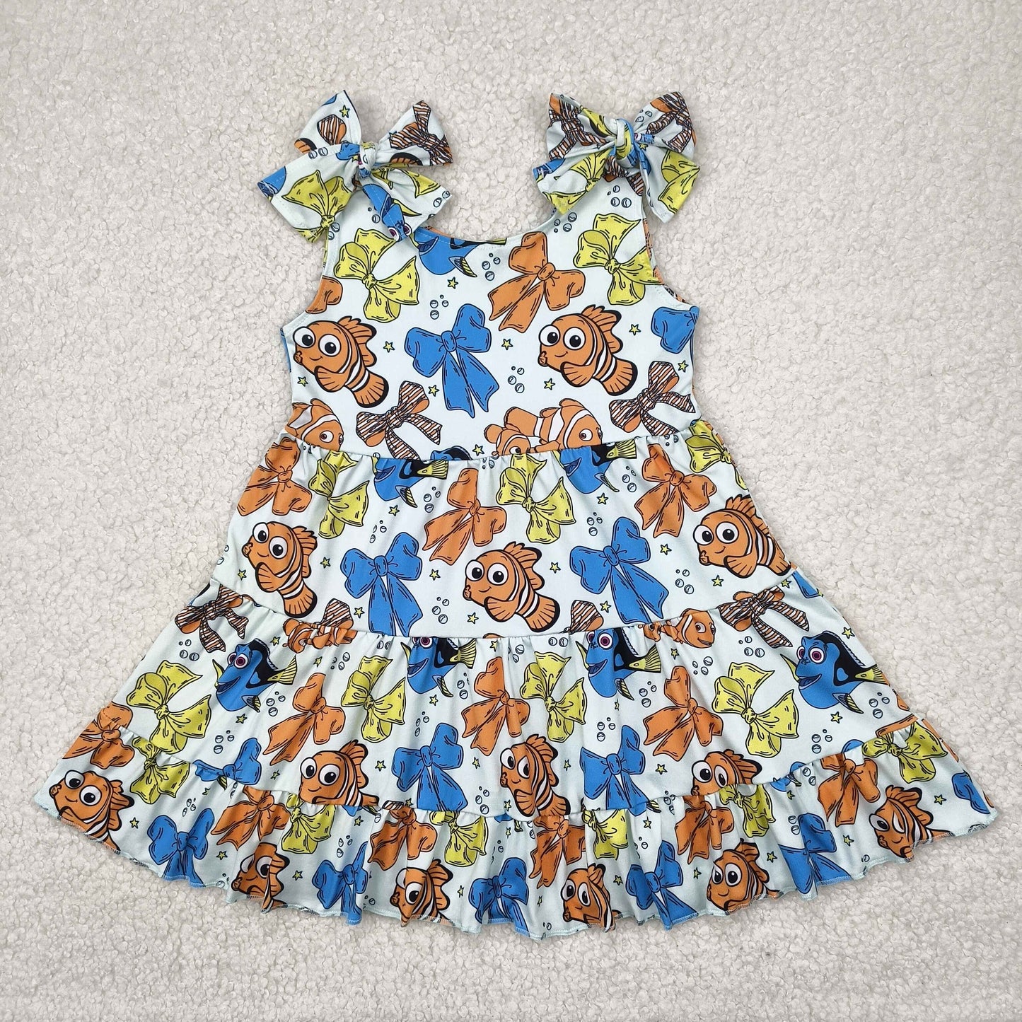 GSD2462 girls cartoon fish bow Dress