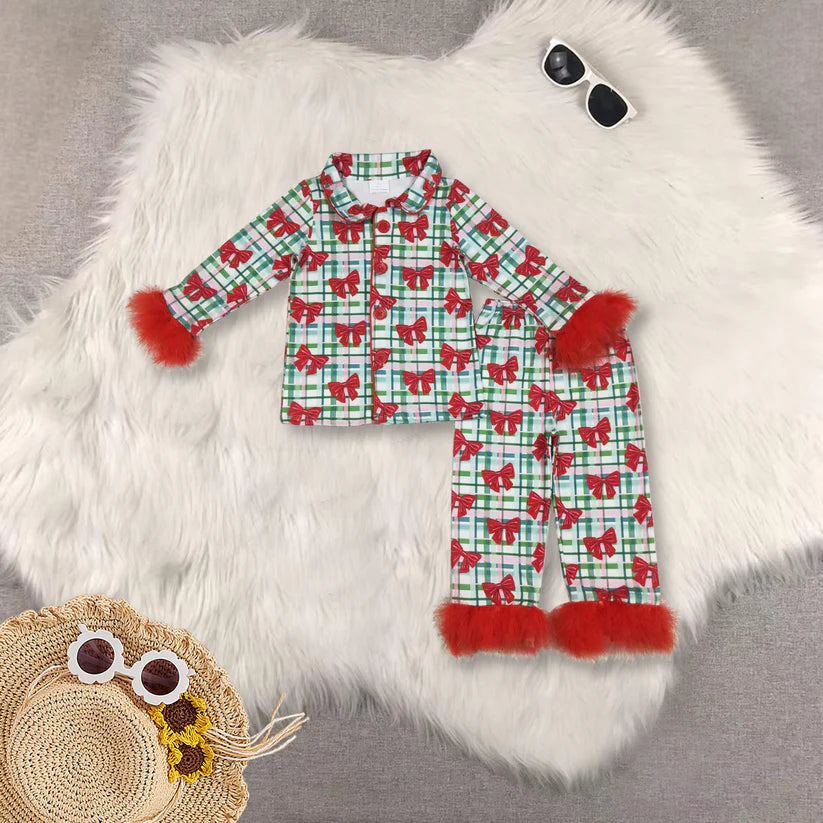 Matching Baby girls Christmas Furry pajamas
