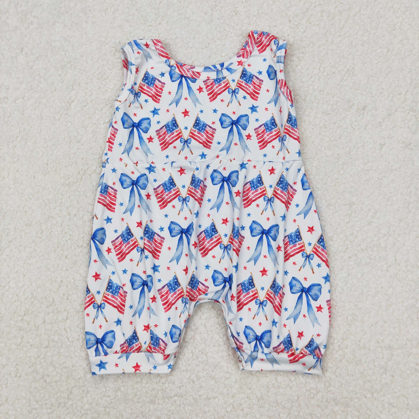 SR2681 Baby July Fourth bow romper