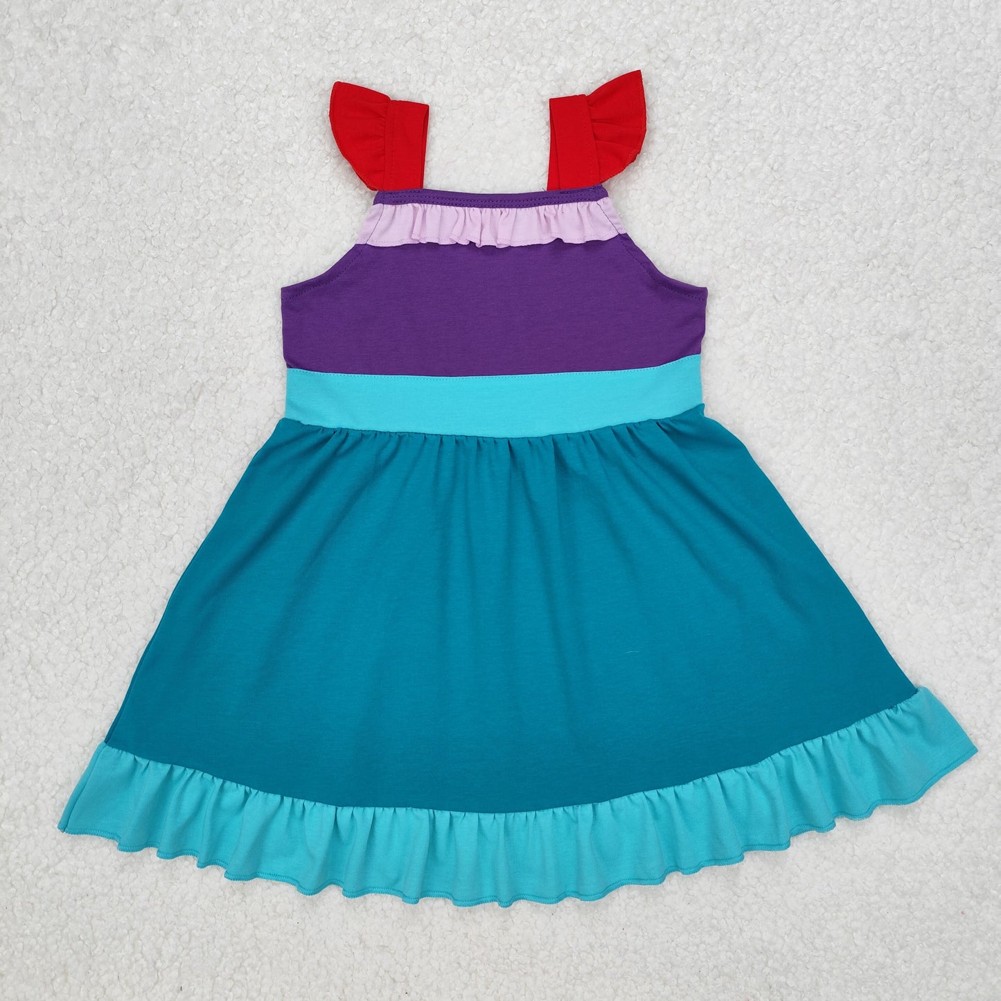 GSD1875 baby Girls red flying sleeve purple blue Dress