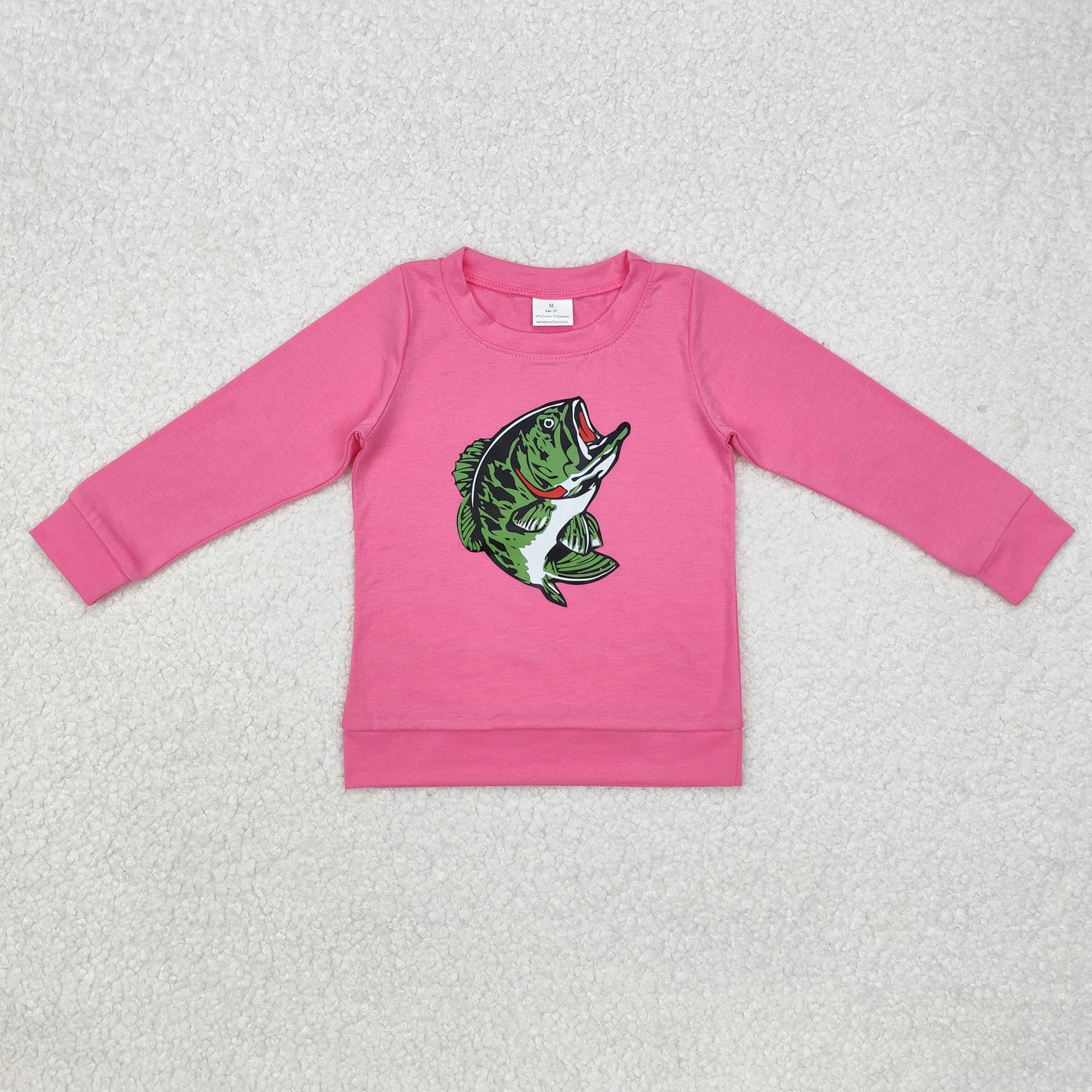 GT0870 baby girl long sleeve pink fish top