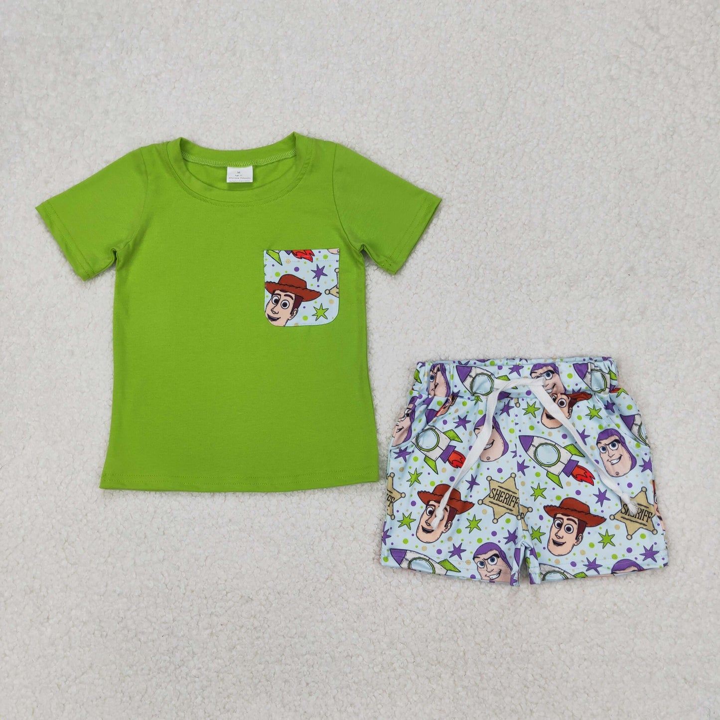 BSSO1370 Boys toy green shorts outfits