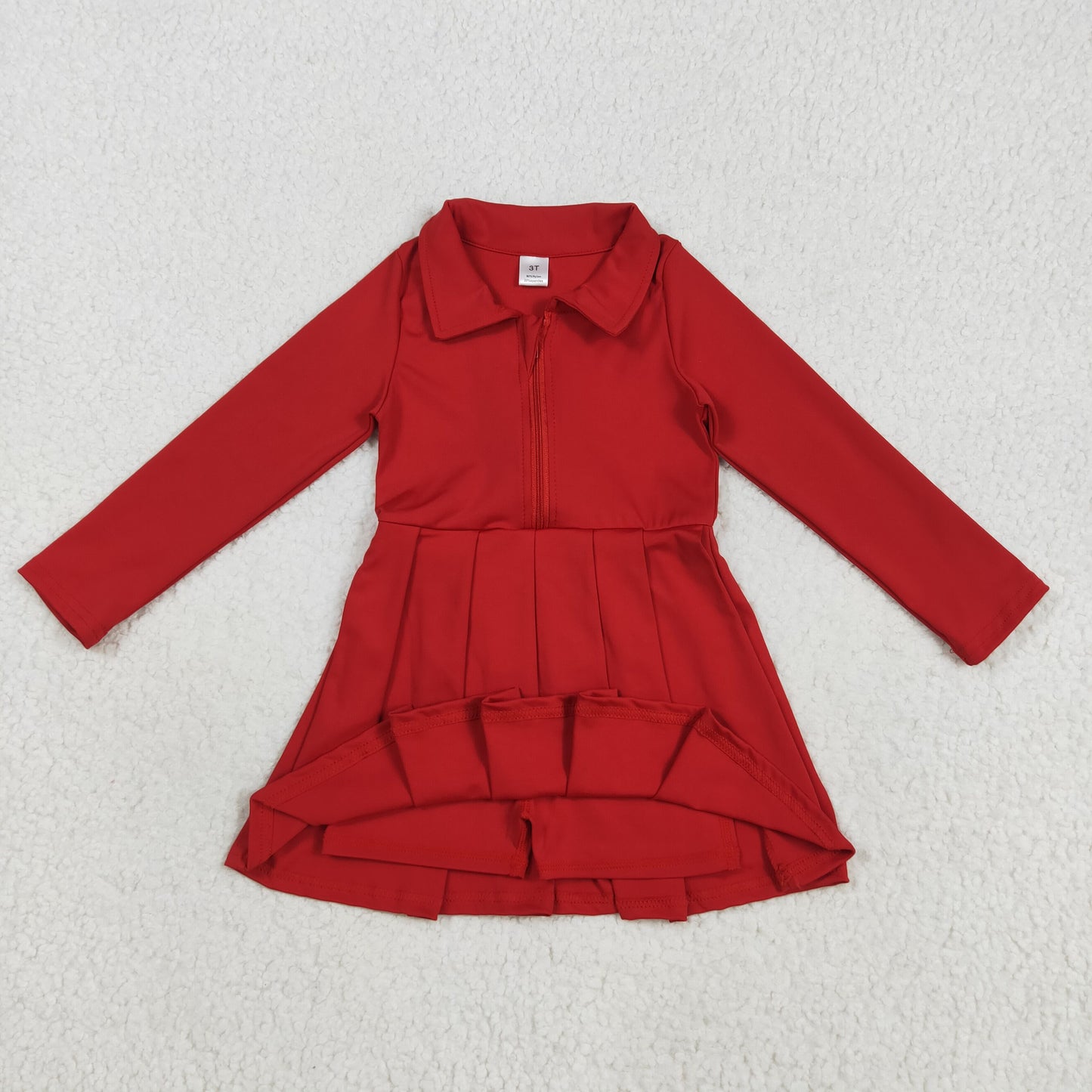 GLD1153 girls long sleeve zipper red Dress yoga