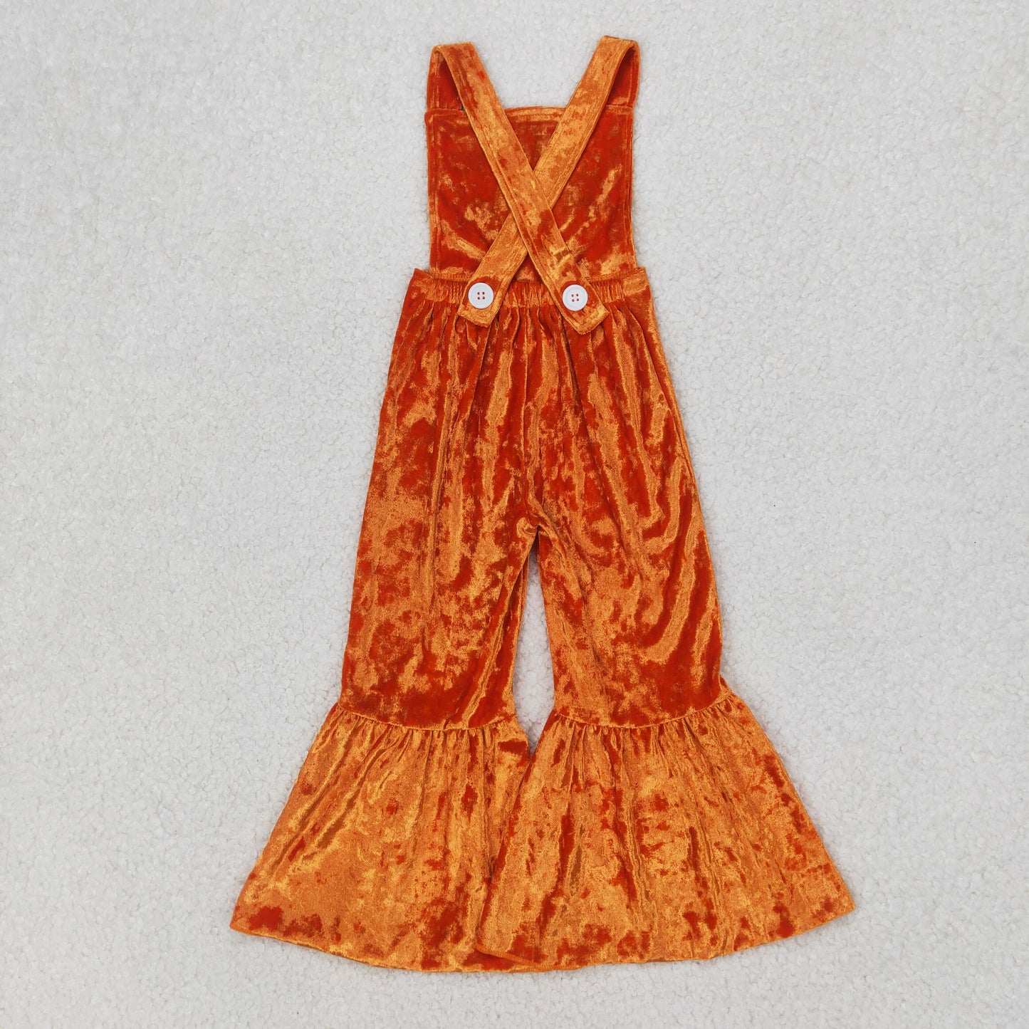 SR2444 Girls cartoon orange velvet Jumpsuit embroidery