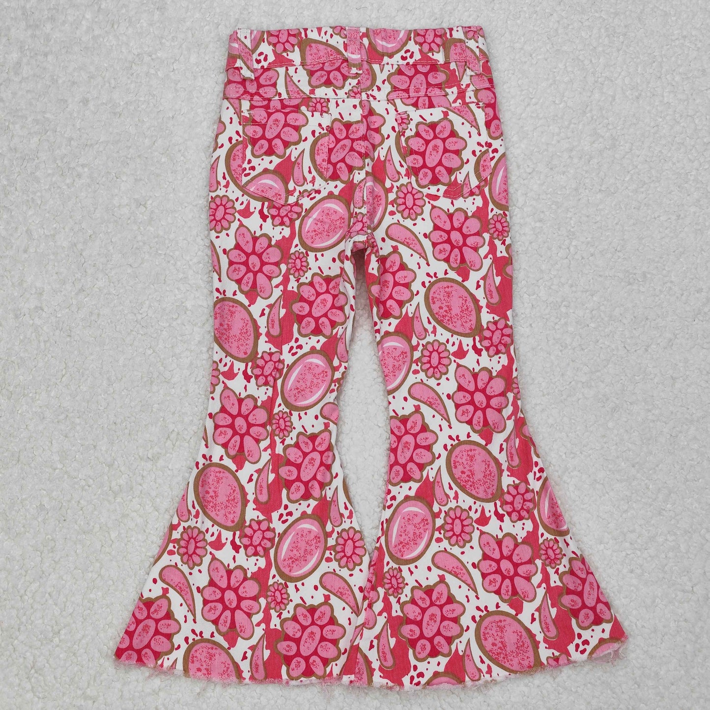 P0735 baby girls rose pink Gem bell bottom jeans
