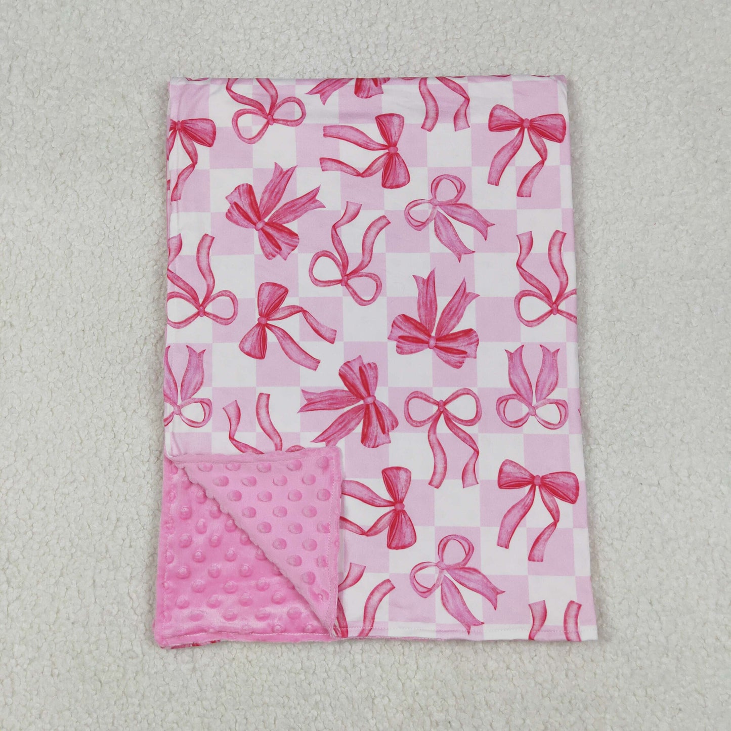 BL0206 Baby pink bow Blankets