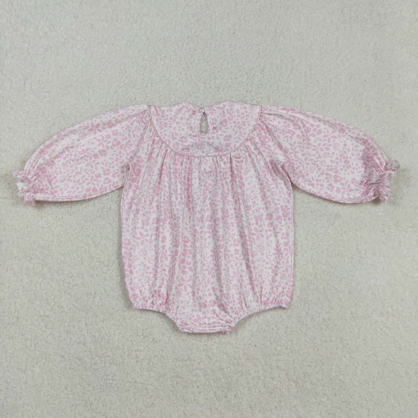 LR2184 Baby girls turkey pink leopard romper smocked