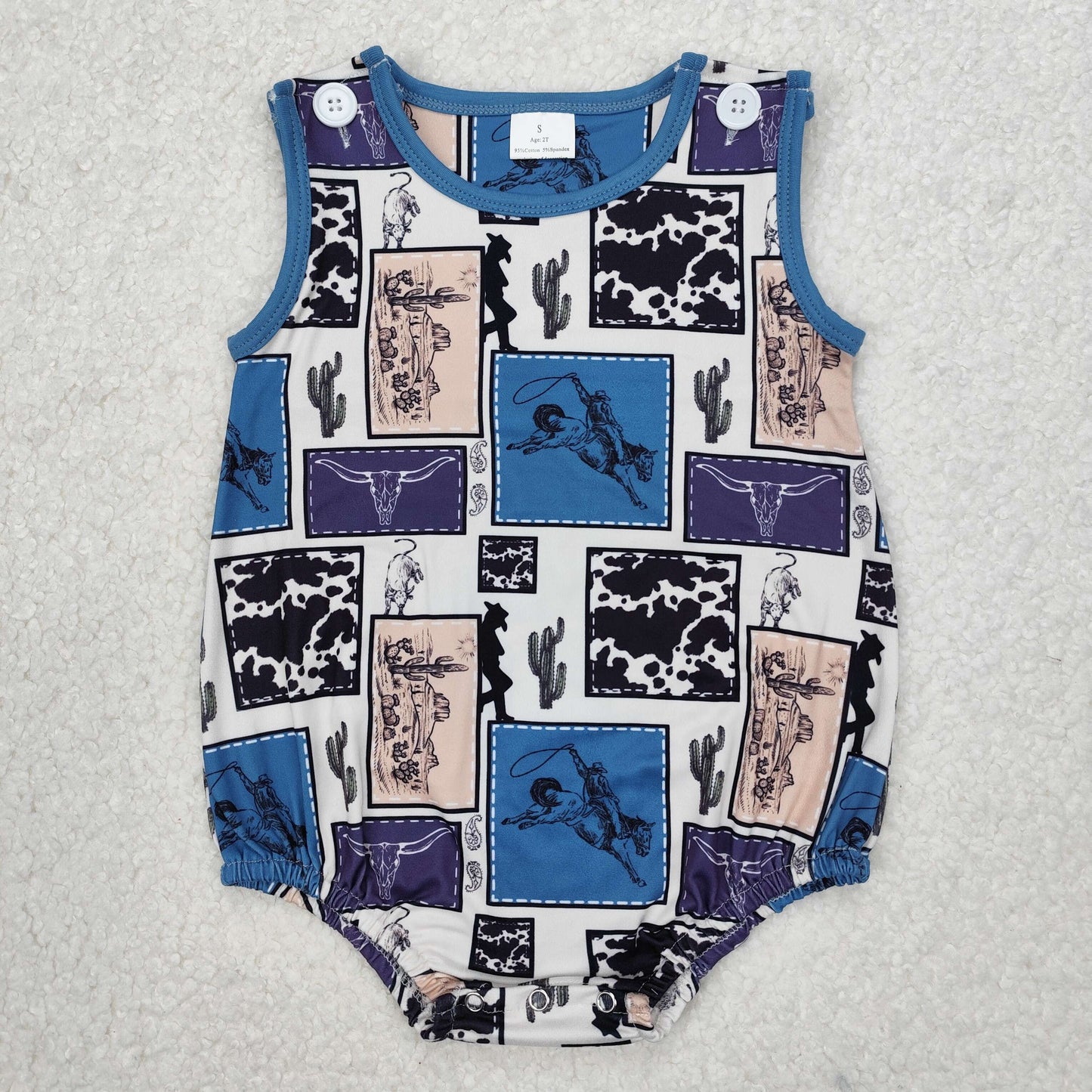 SR2700 Baby boys blue cactus romper