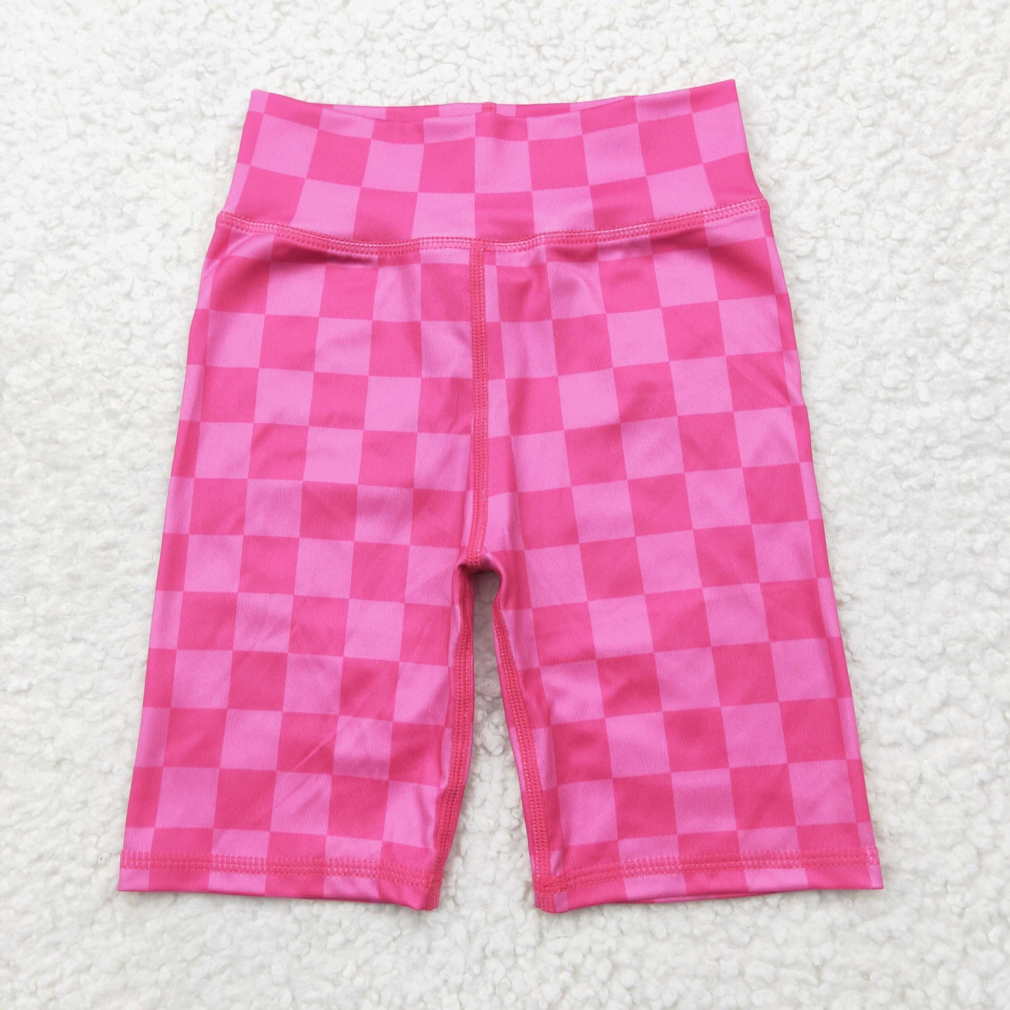 SS0538 baby girls pink rose riding checkered shorts