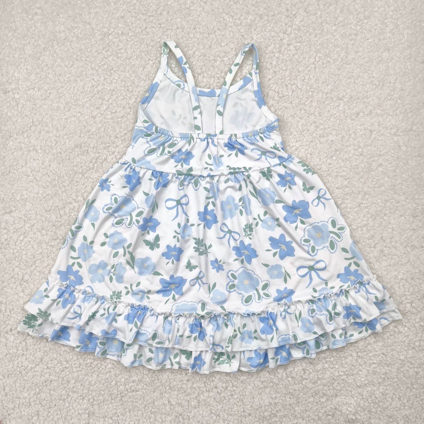 GSD2377 girls blue sleeveless flower floral Dress