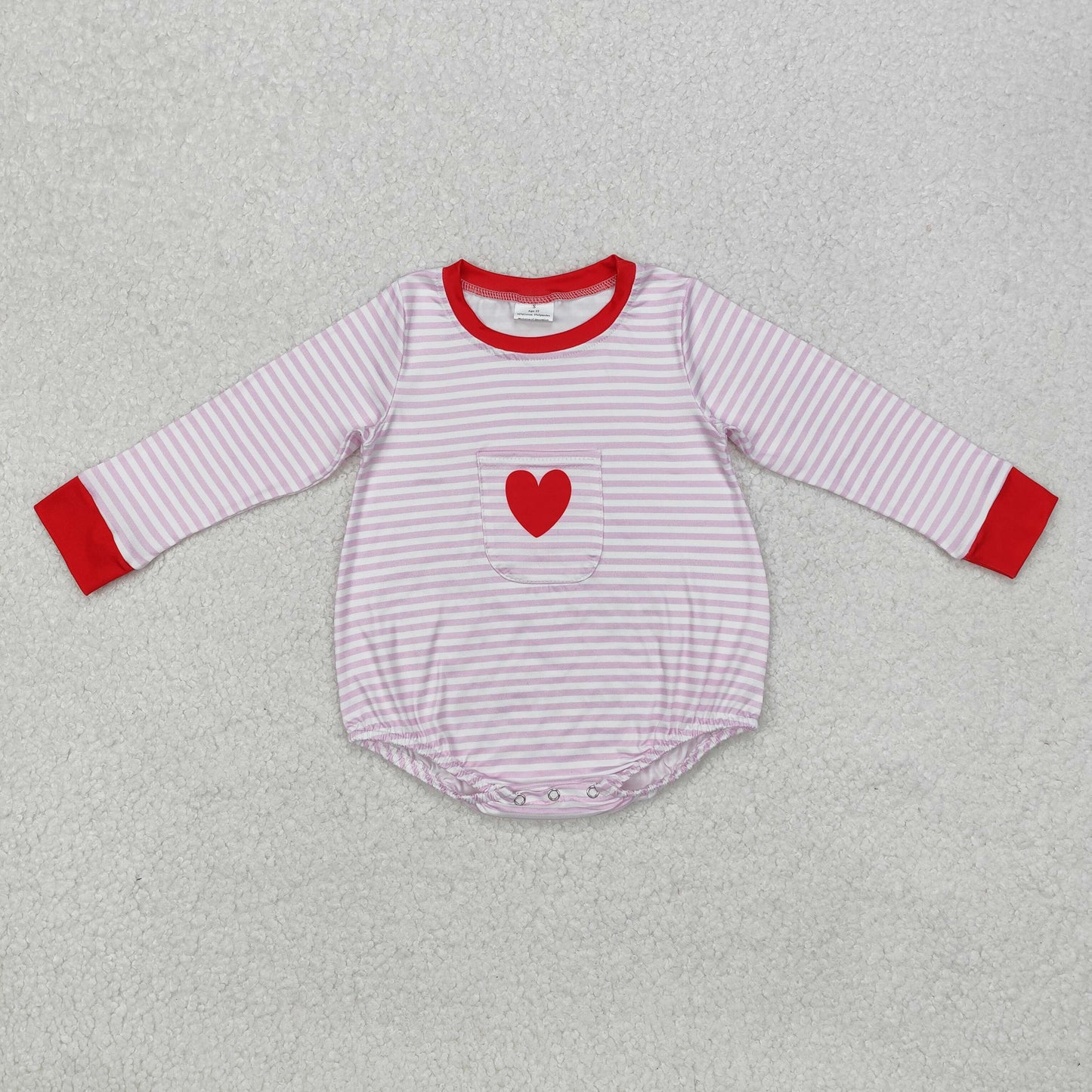 LR1855 Baby girls Valentine red love heart stripe romper