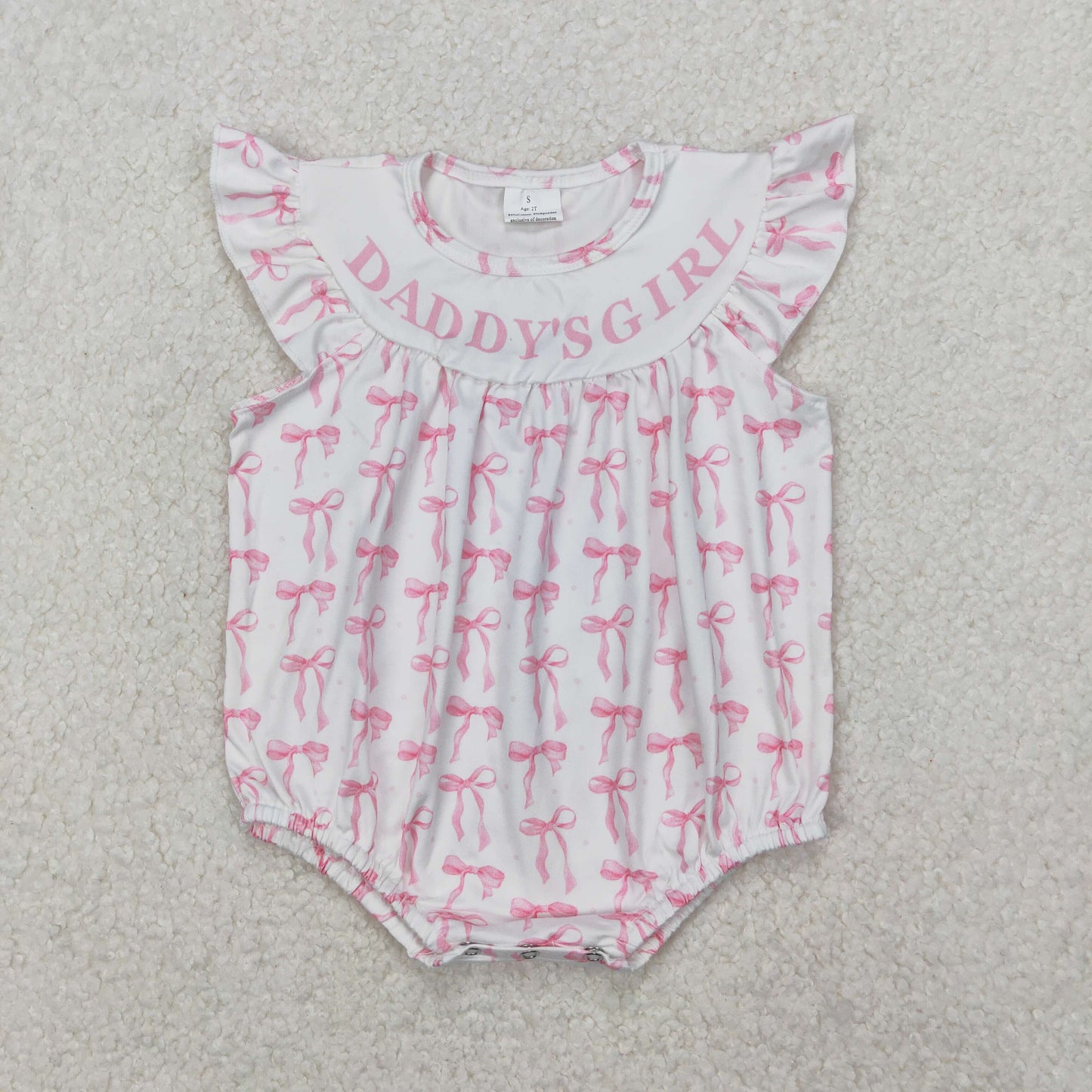 SR2806 Baby girls DADDY'S GIRL flying sleeve pink bow romper
