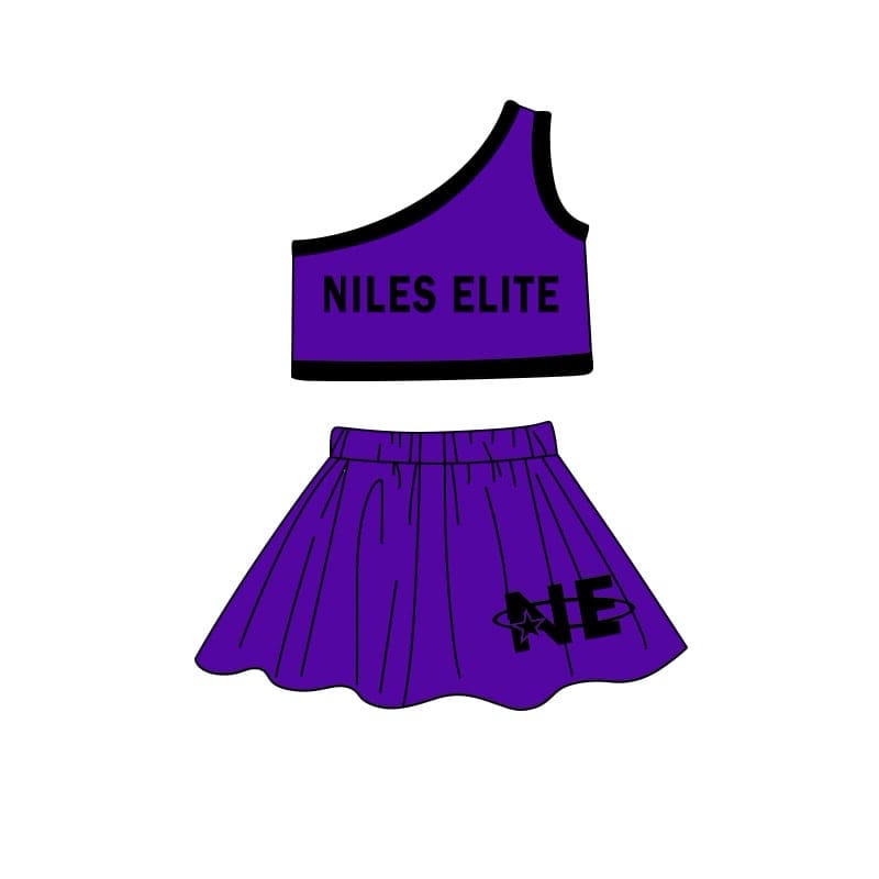 MOQ 3 Custom design baby girls NILES ELITE top skirt girls team outfits
