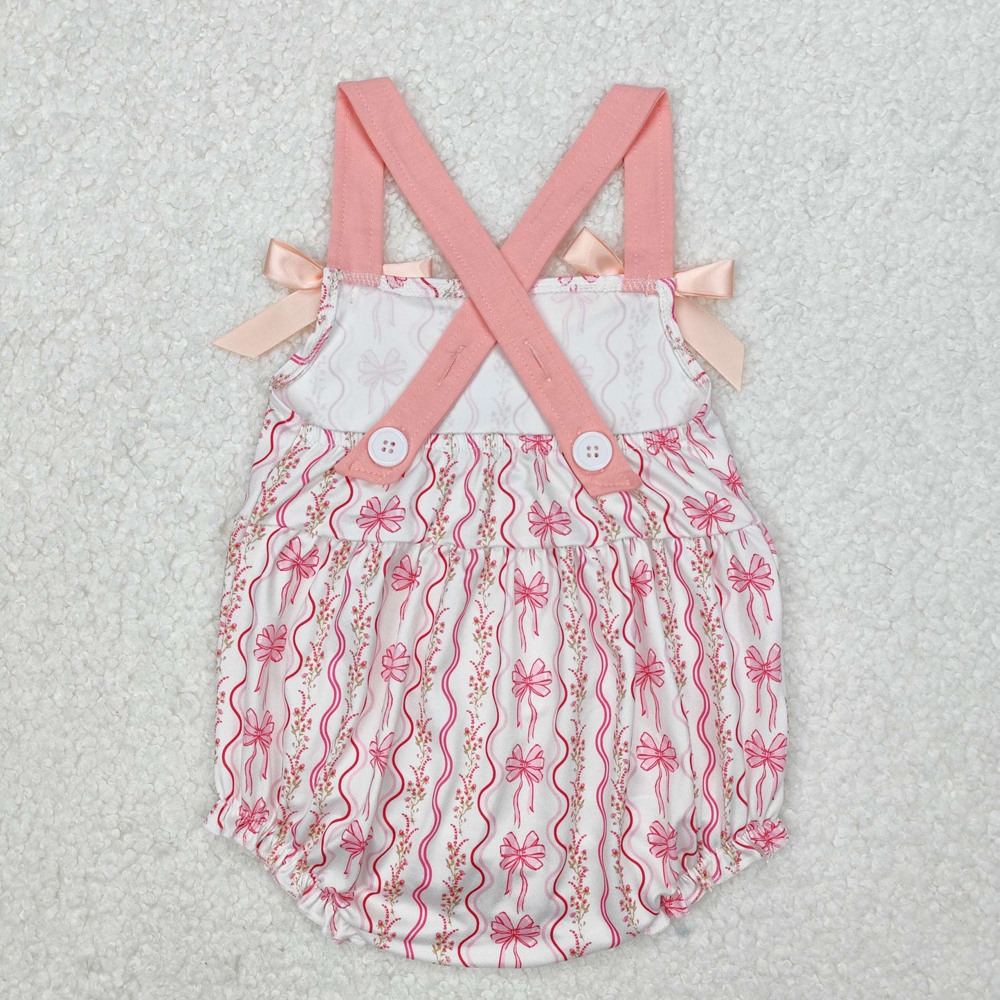 SR2704 Baby girls pink bow romper