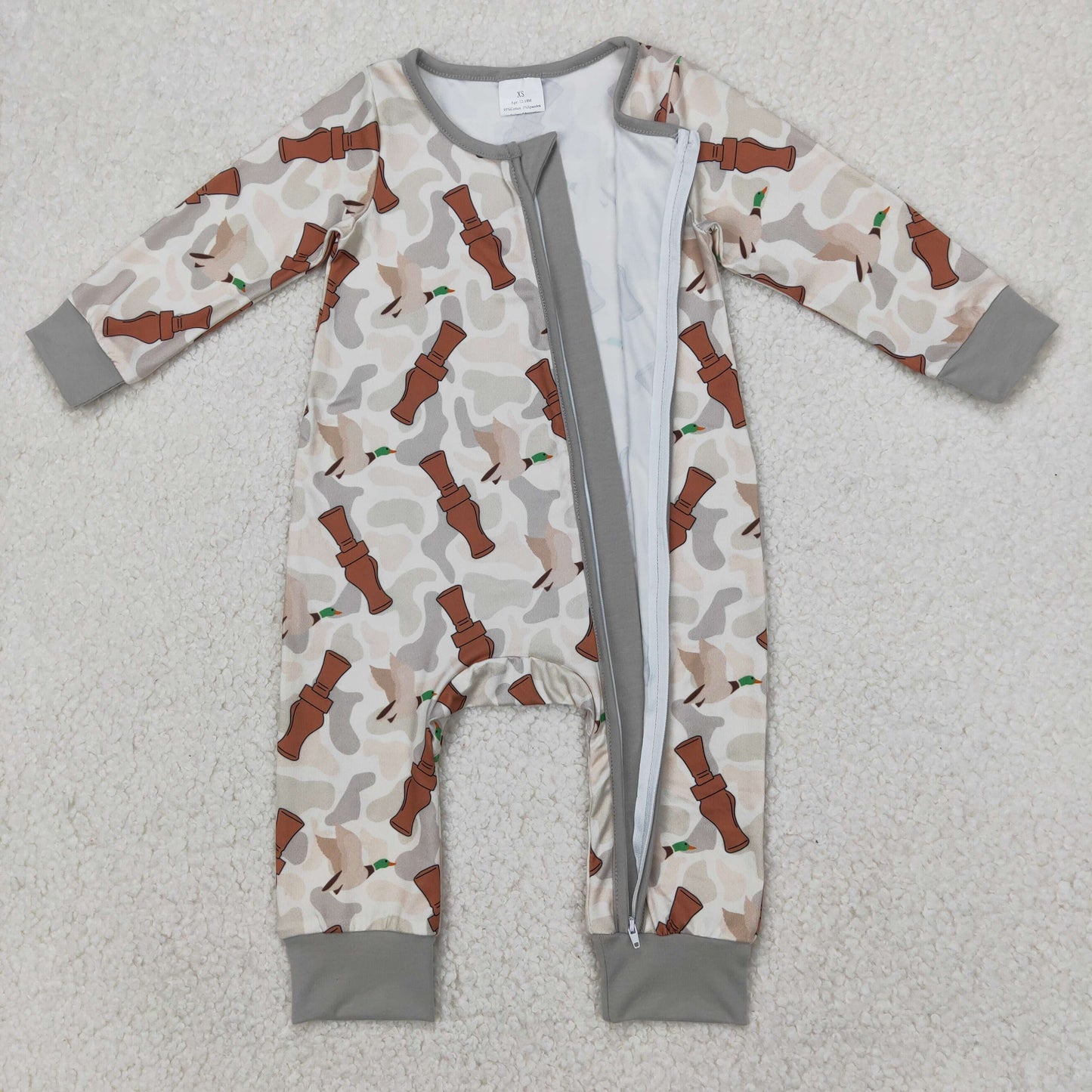LR2063 baby boy clothes mallard bottle camo boy winter romper