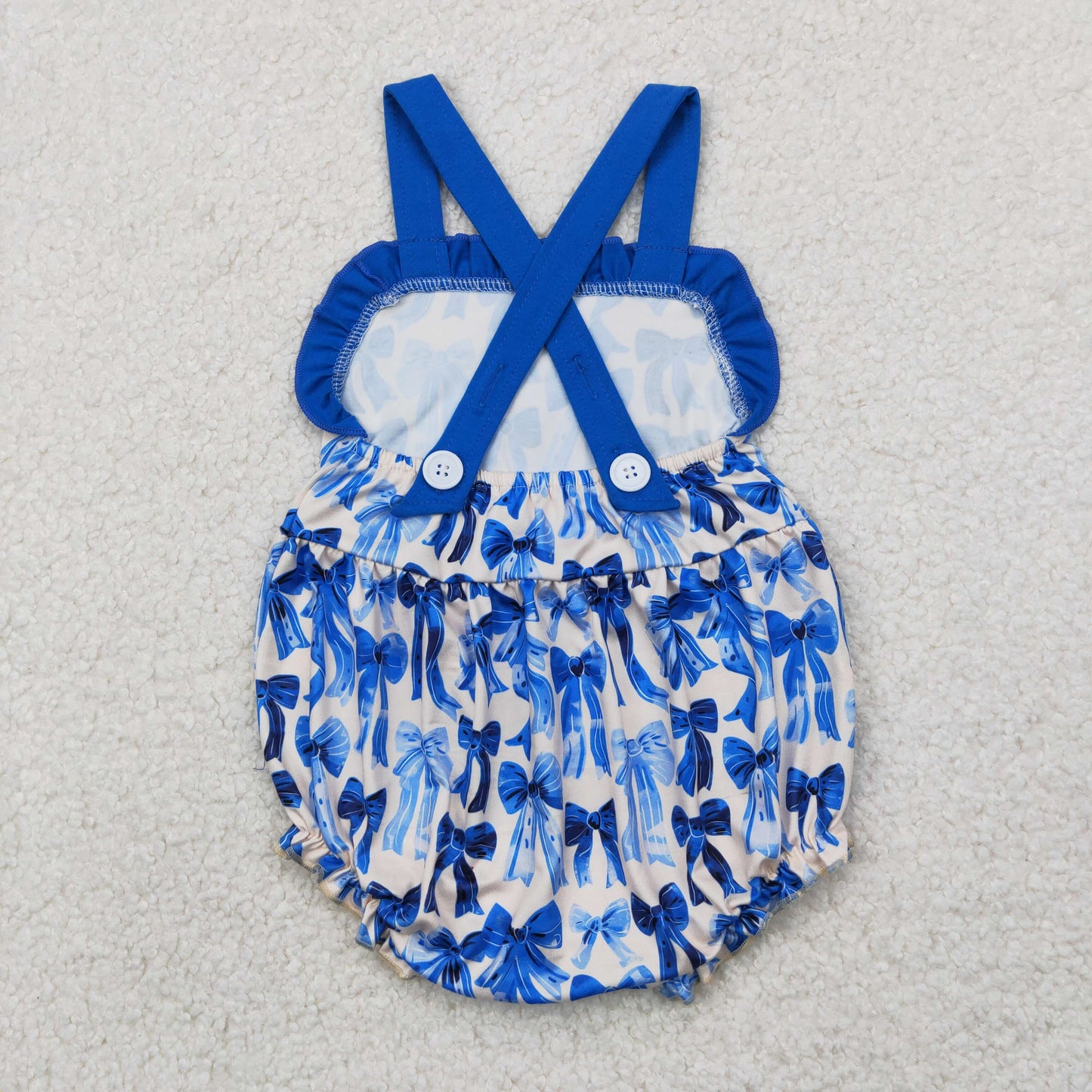 SR2919 Baby girls blue bow romper