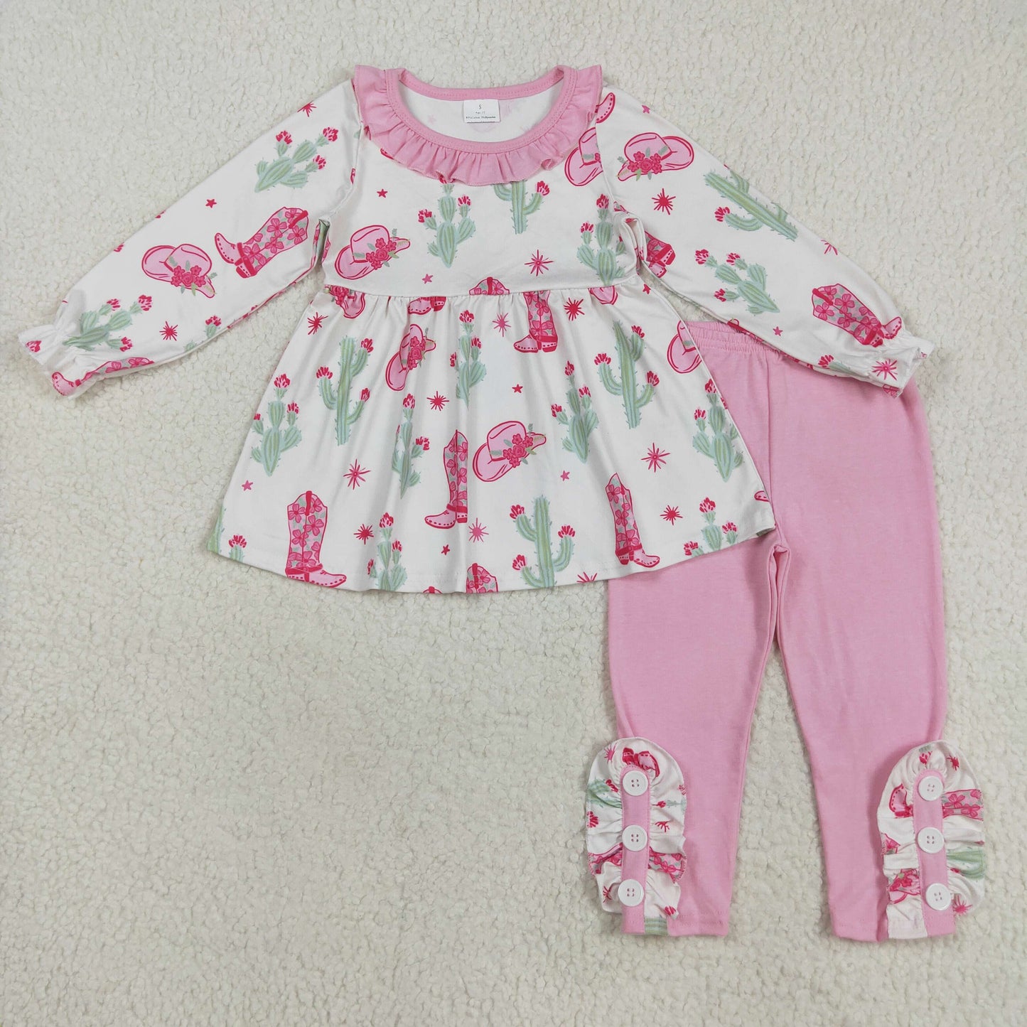GLP2367 baby Girls boot hat pink floral outfits