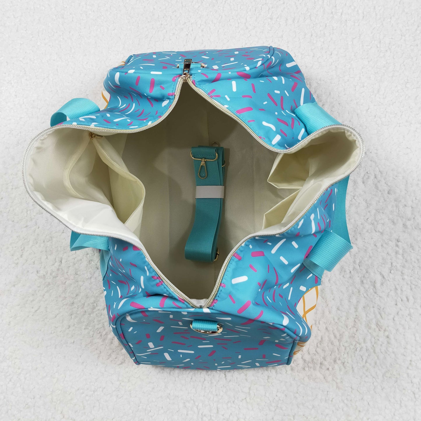 BA0304 western blue green icecream Fireworks Duffle blue Bag 18.5x11.2x7.9 inches