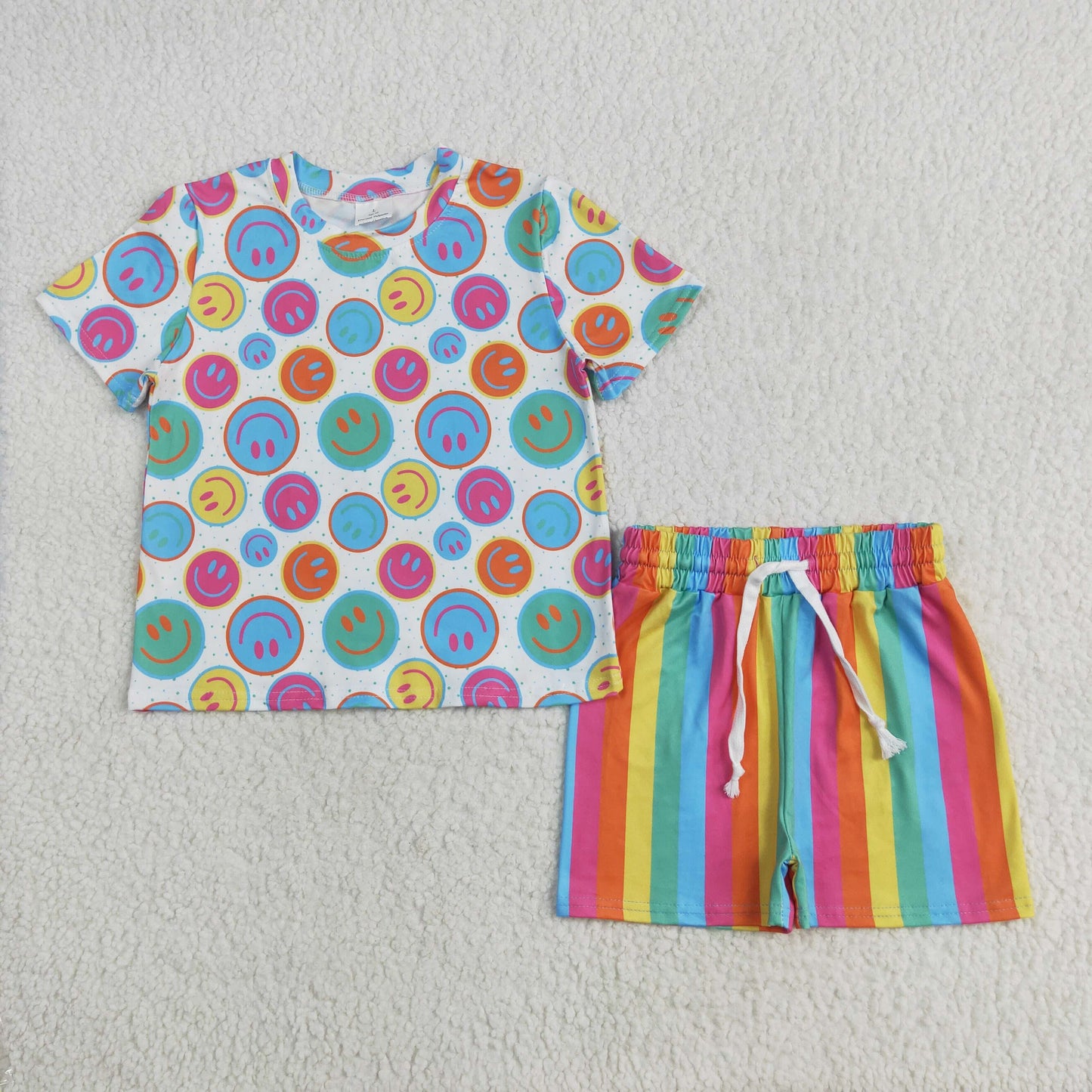 GSSO2609 baby girls colorful smile stripe shorts outfits