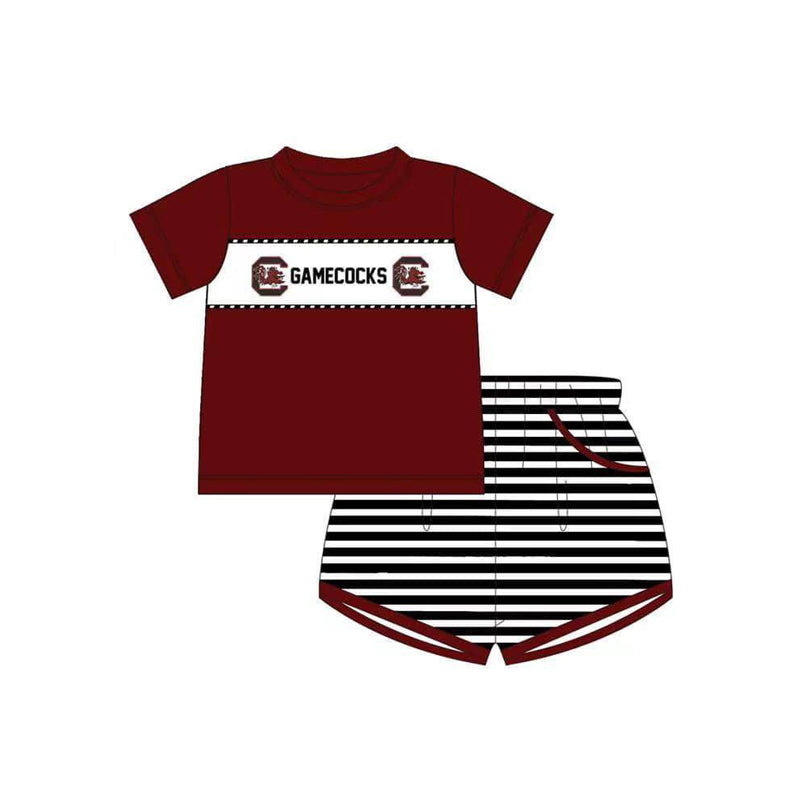 MOQ 3 Custom baby boys GAMECOCKS stripe outfits