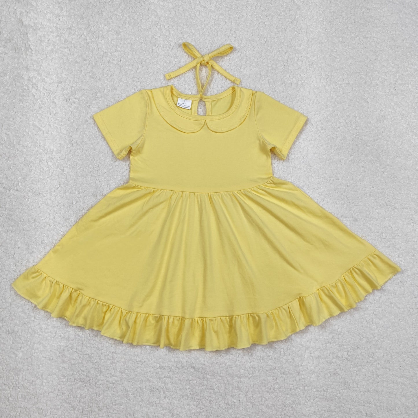 GSD1916 girls yellow doll collar short sleeve Dress