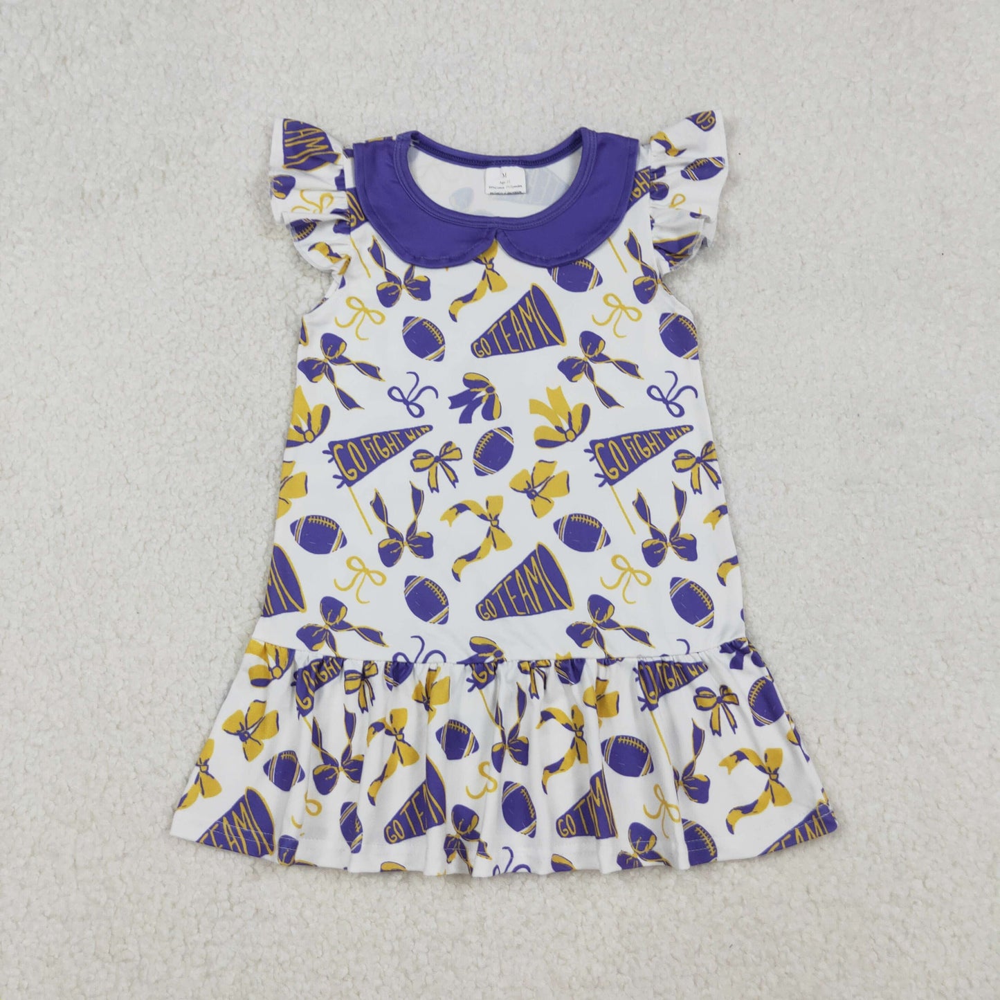 GSD2784 girls flying sleeve Cheer bow purple Dress