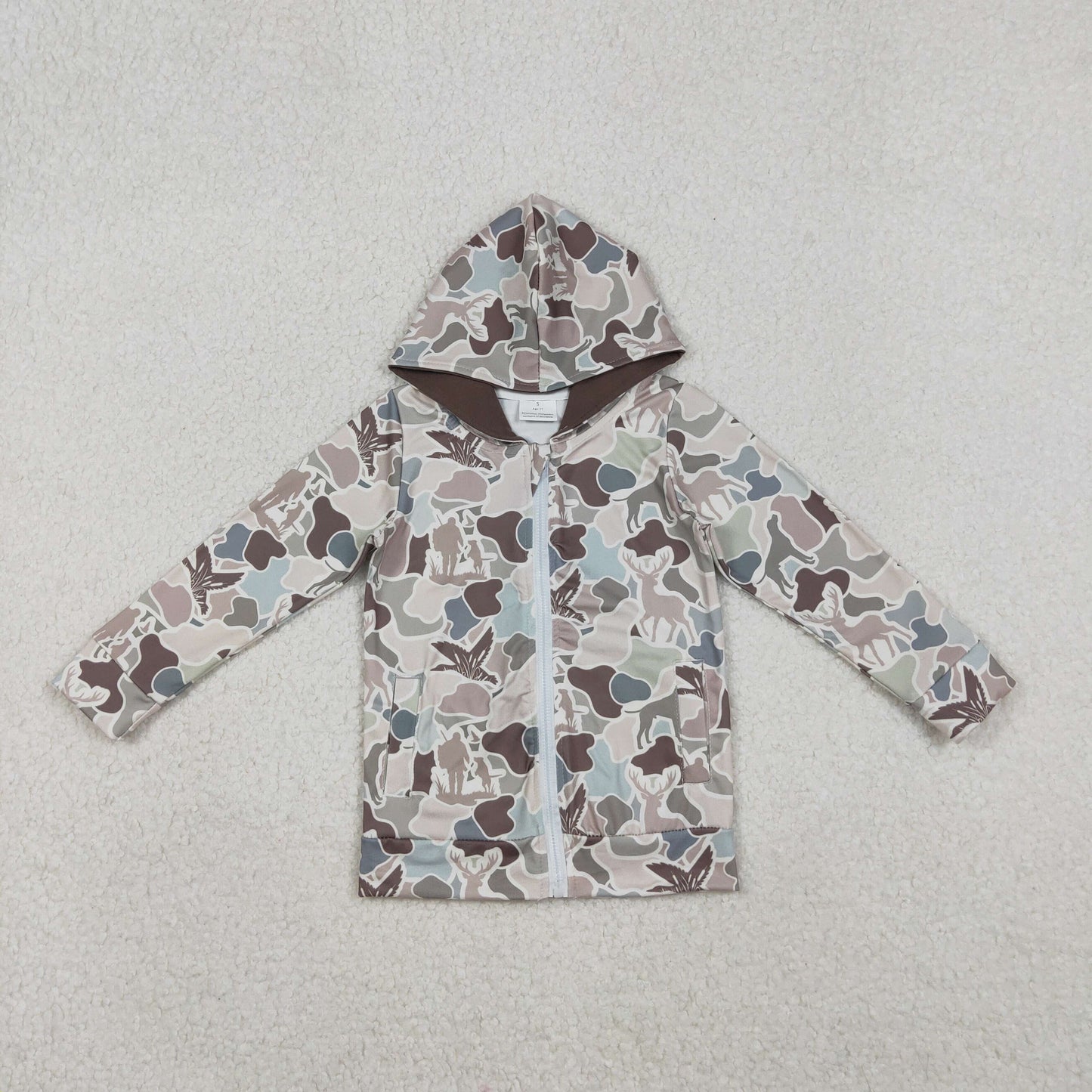 BT1390 baby boys hunting camo zipper coat top