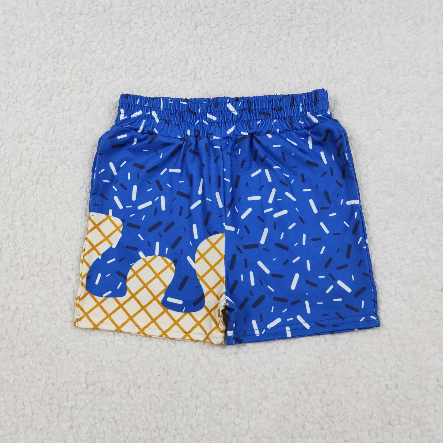 SS0640 baby boys Ice cream waffles blue shorts
