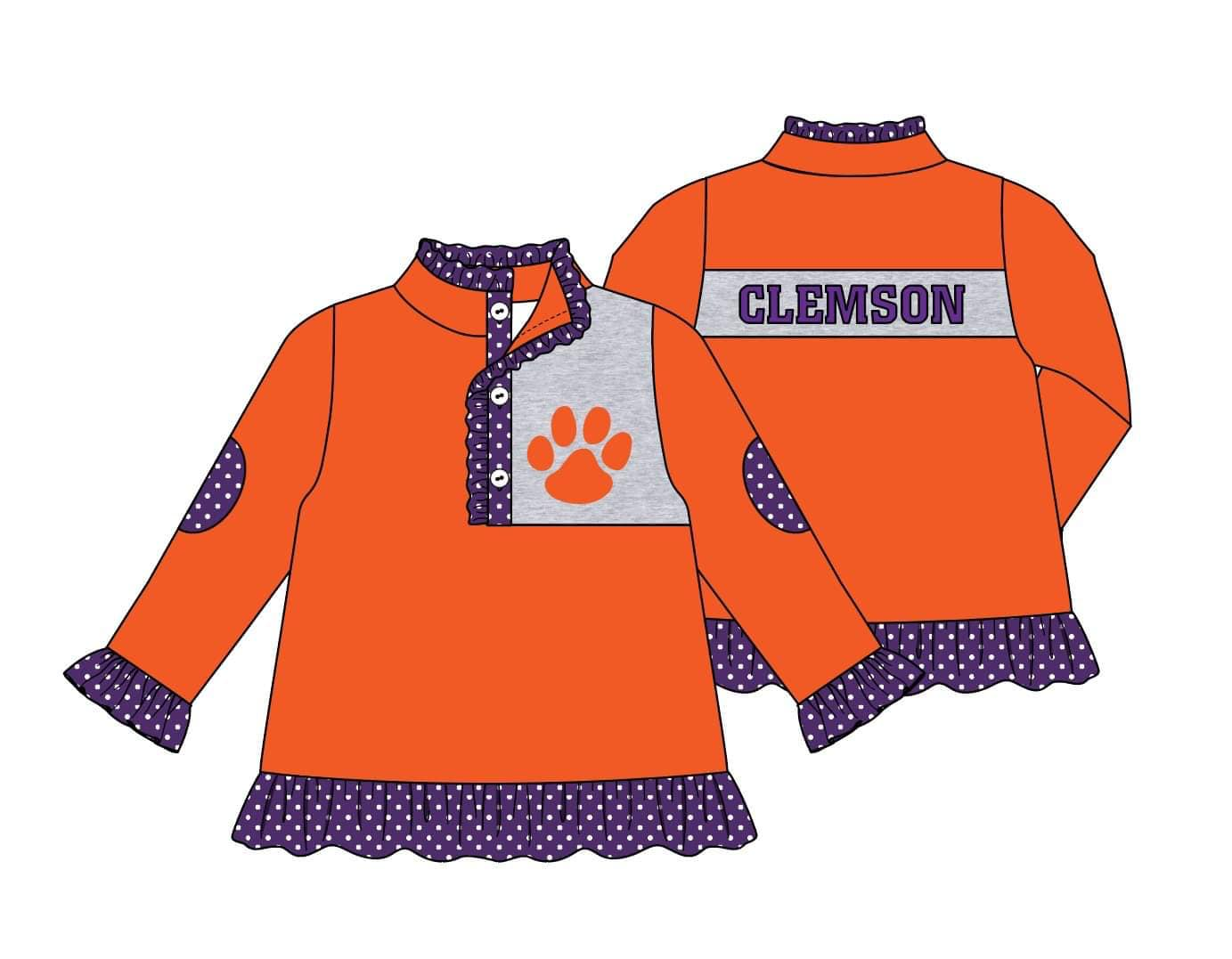 MOQ 3 Custom design Gilrs team CLEMSON Pullover
