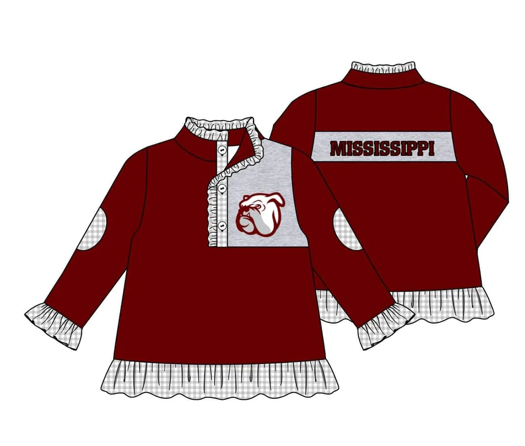 MOQ 3 Custom design Girls team MISSISSIPPI Pullover