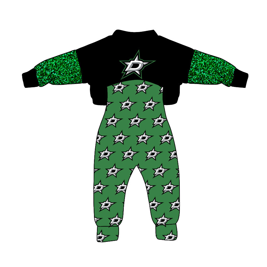 MOQ 3 Custom design Girls Dallas Stars Outfits 2pcs