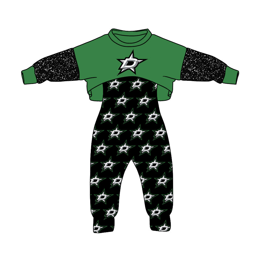 MOQ 3 Custom design Girls Dallas Stars Outfits 2pcs
