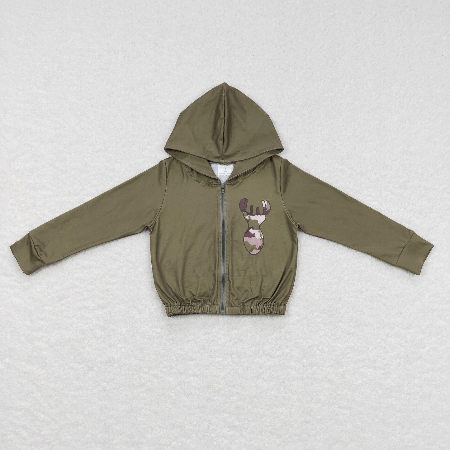 Girls Deer Zipper Hooded Jacket