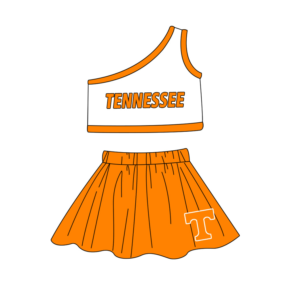 MOQ 3 Custom design baby girls TENNESSEE top skirt girls team outfits