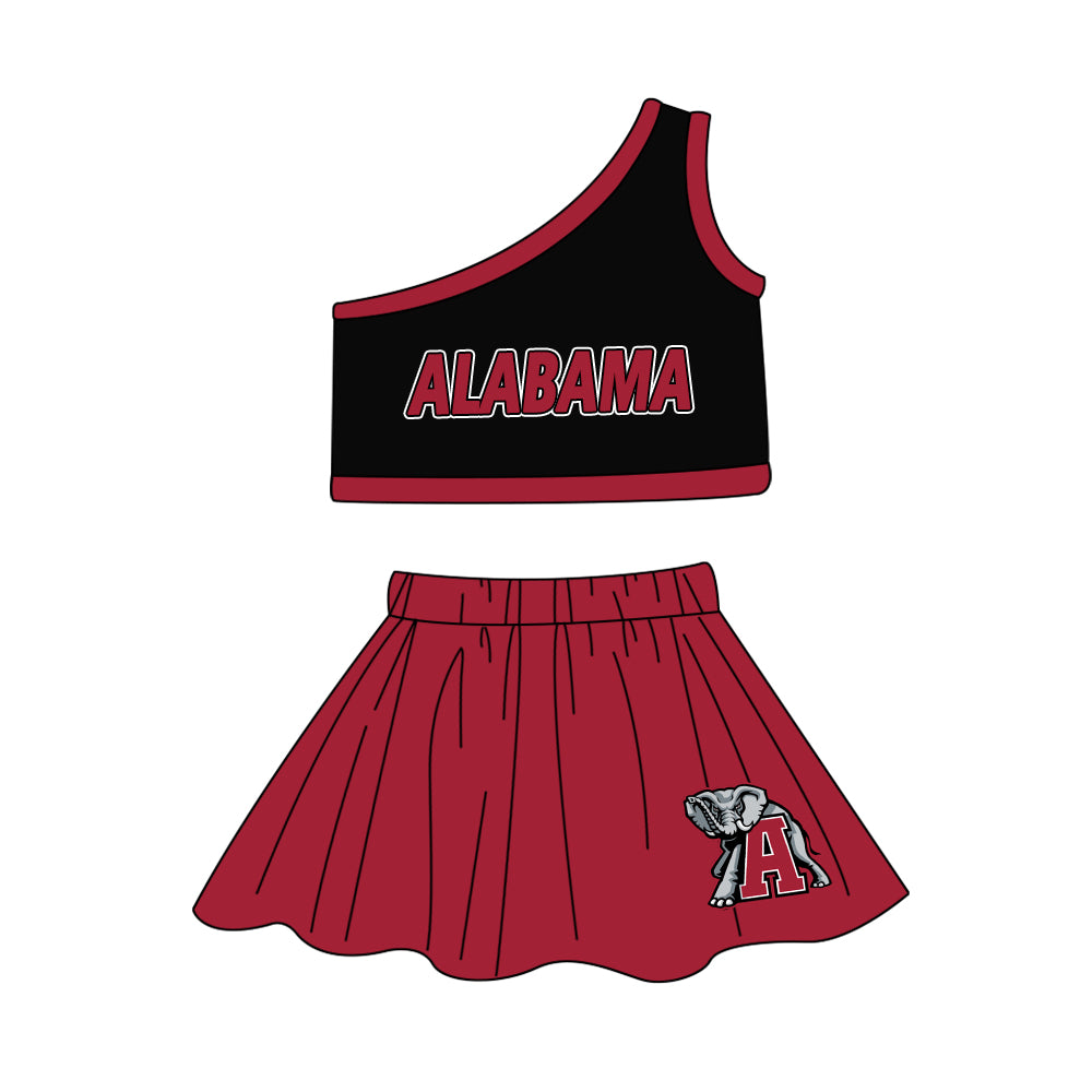 MOQ 3 Custom design moq is 3 baby girls ALABAMA top skirt girls team outfits