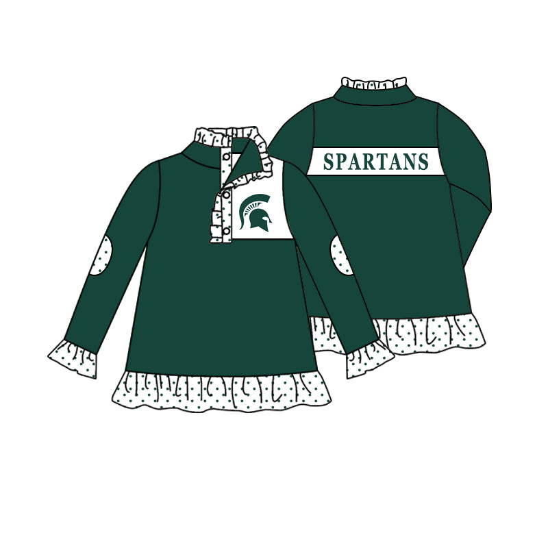 MOQ 3 Custom design baby girls SPARTANS team Pullover