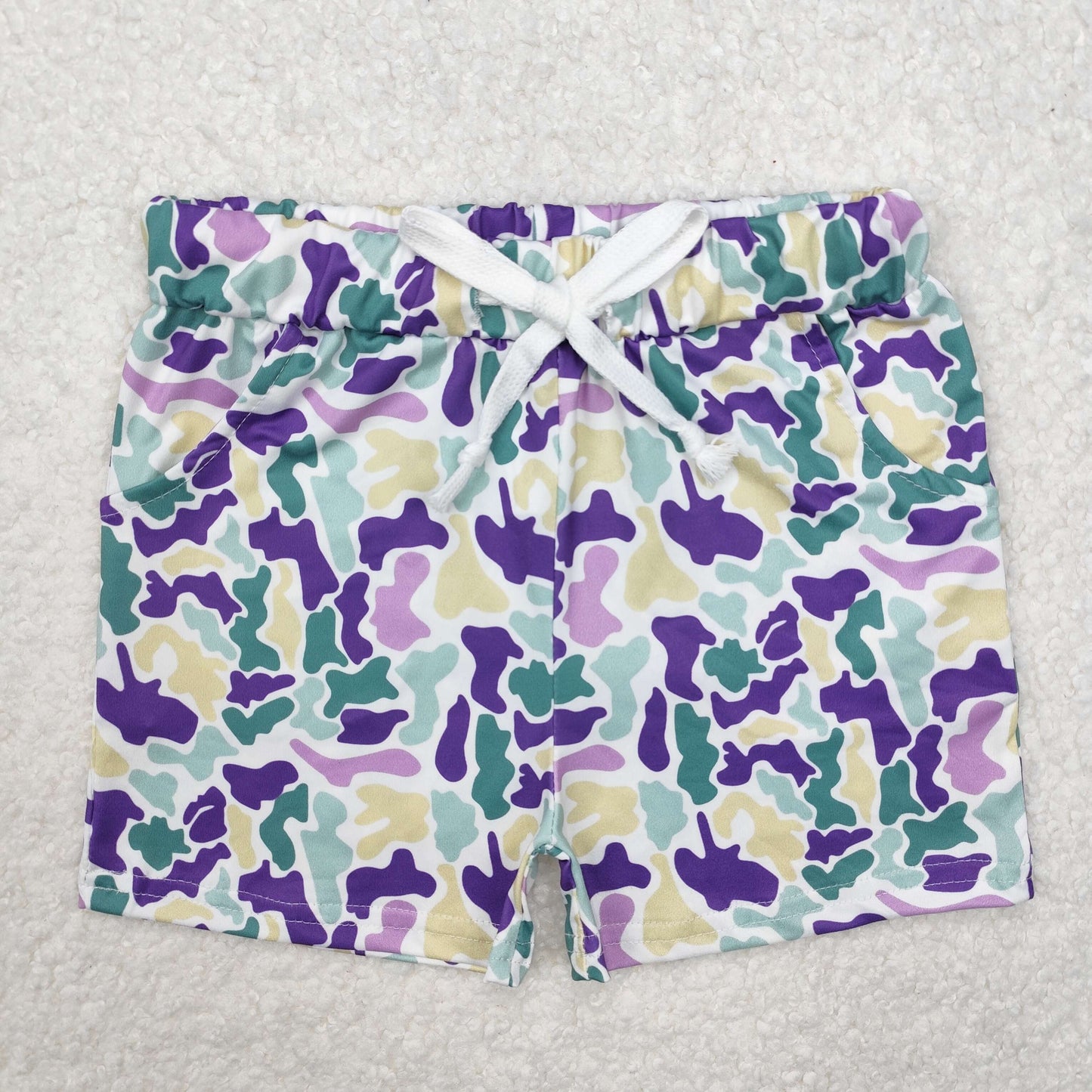 SS0433 baby Mardi Gras camo shorts