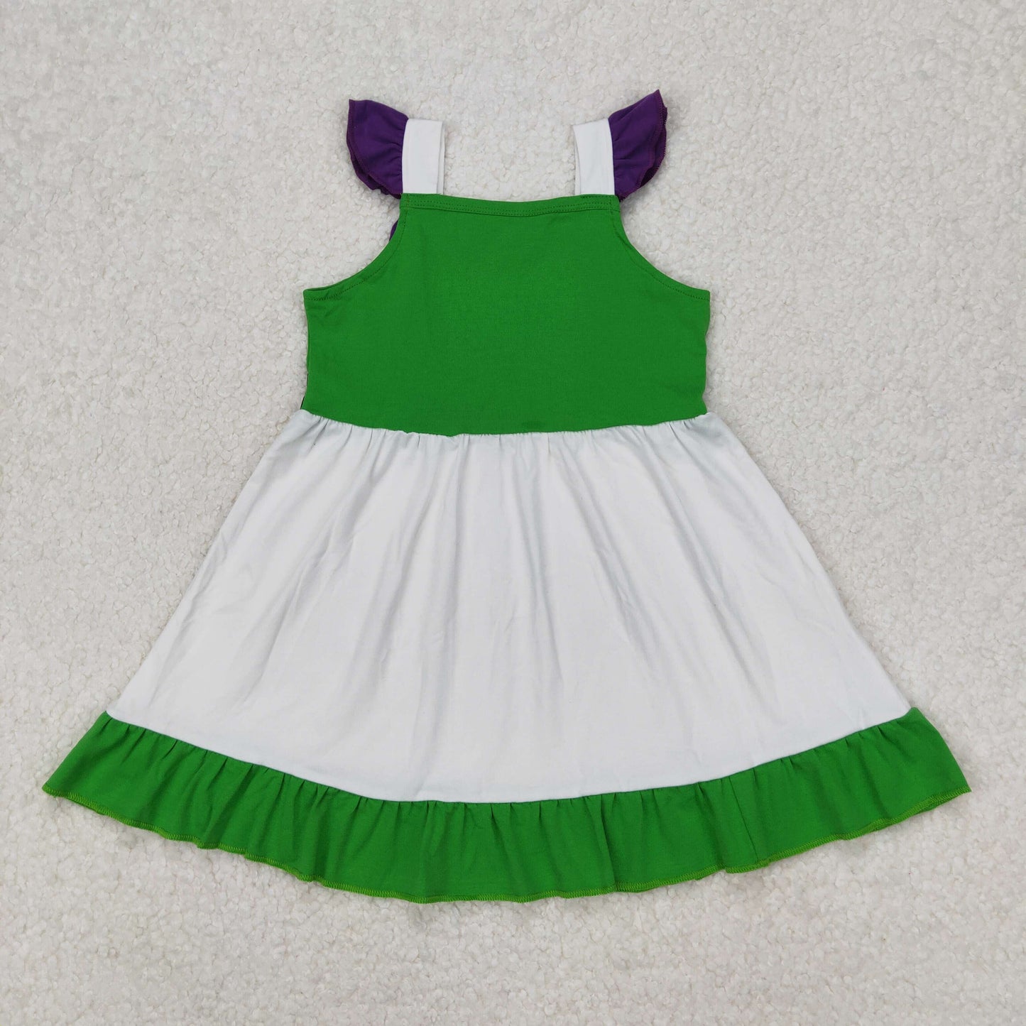 GSD1874 baby Girls purple flying sleeve white green Dress