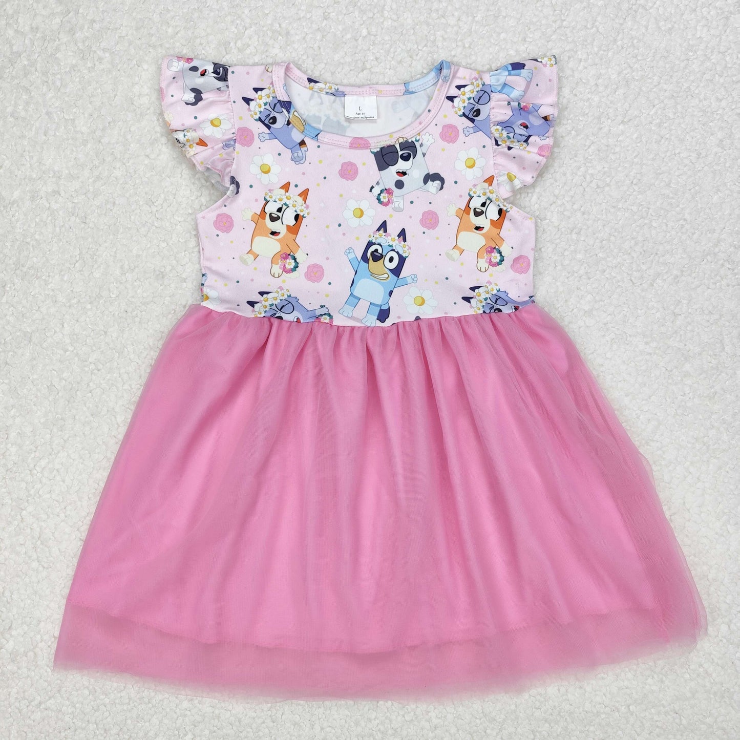 GSD1789 baby Girls flying sleeve cartoon dog Dress