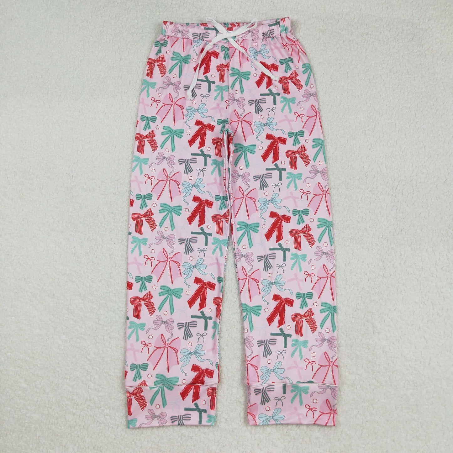 P0766 Adult women green red bow pink long Pants